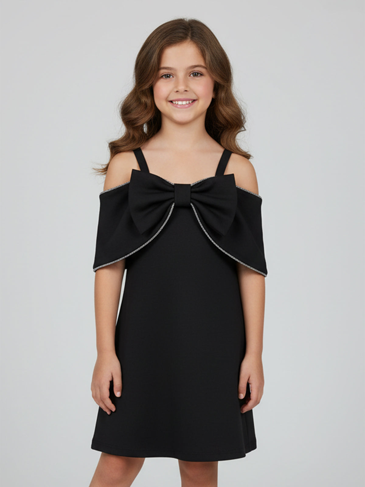 Black square necked terry rayon fabric