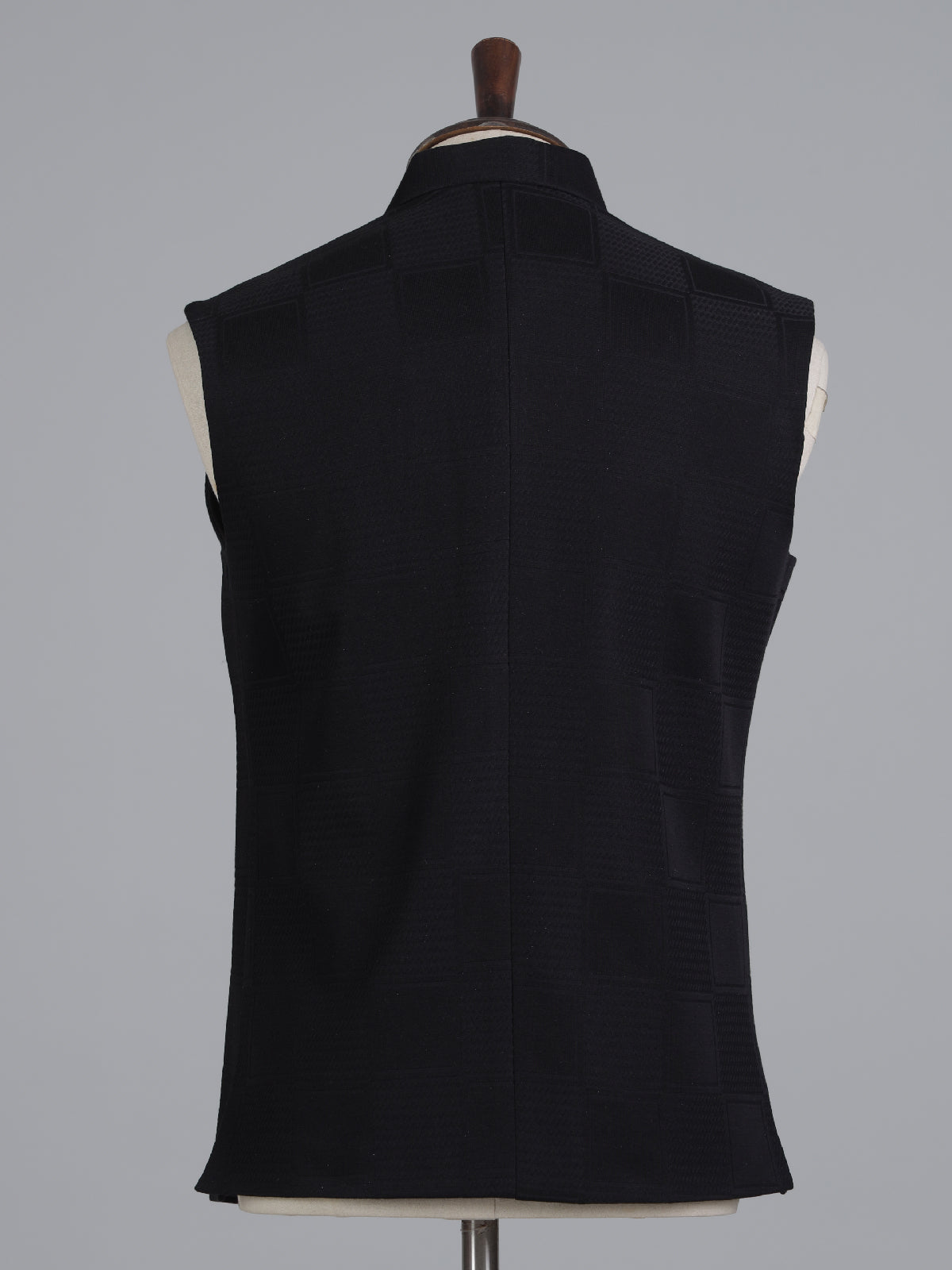 Black textured cotton silk waistcoat