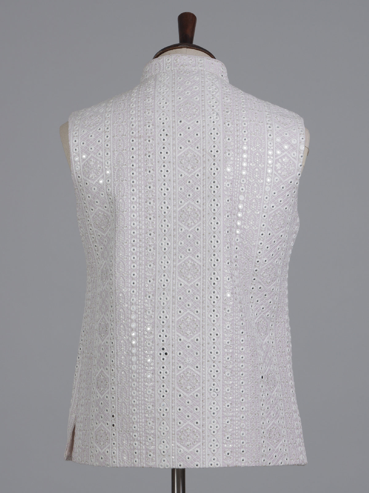 White cotton silk waistcoat with embroidery
