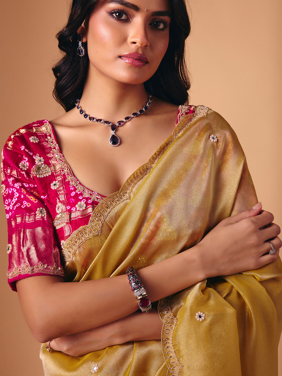 Gold tissue silk festive wear saree