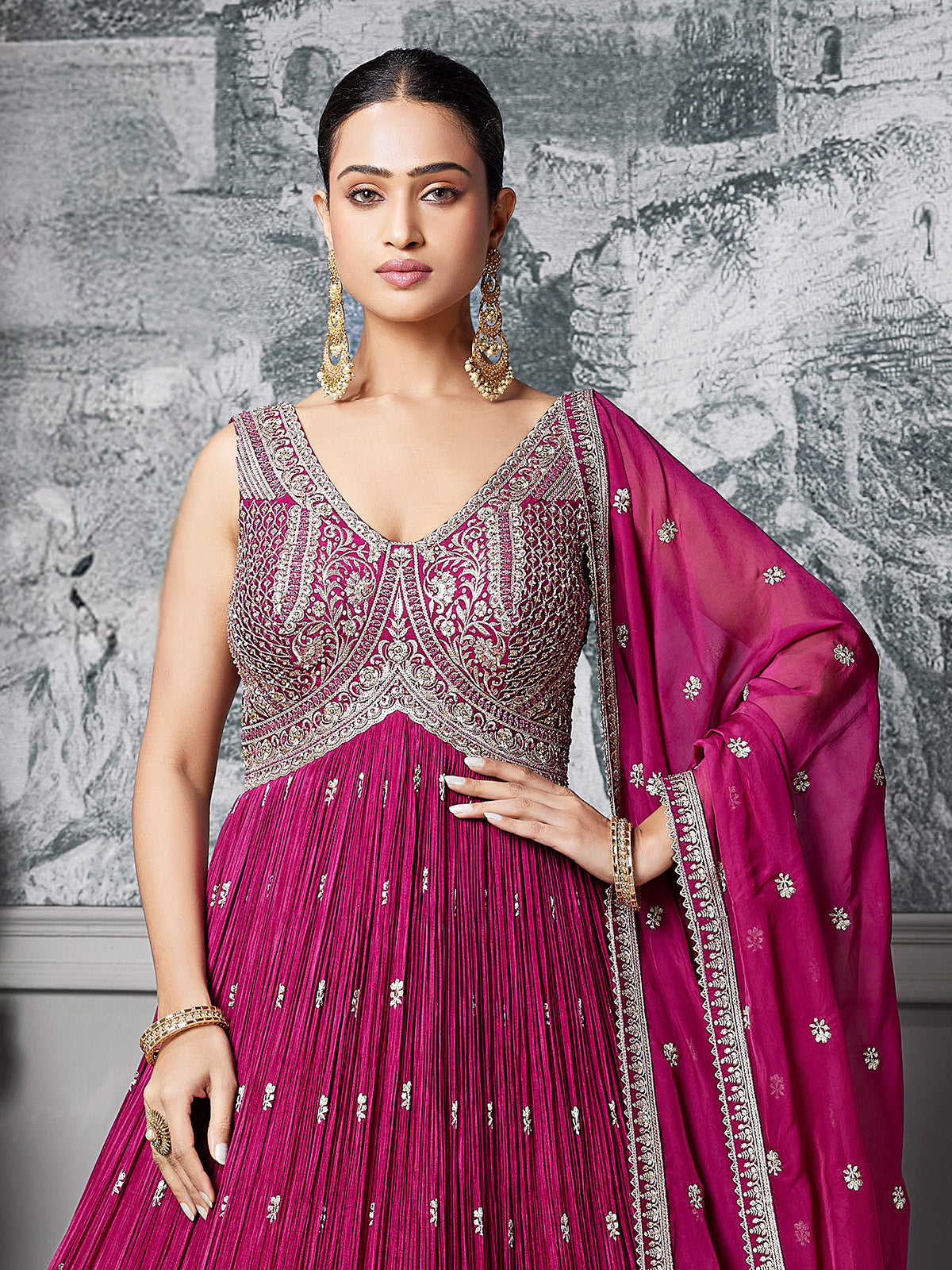 Wine color pakistani anarkali suit