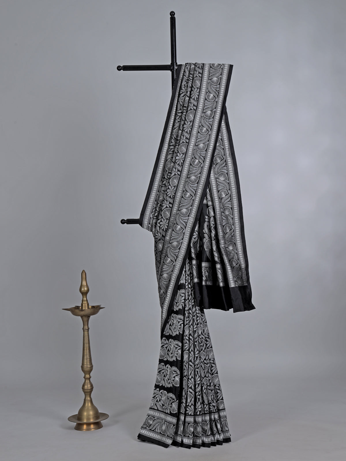 Black thread work banarasi silk saree