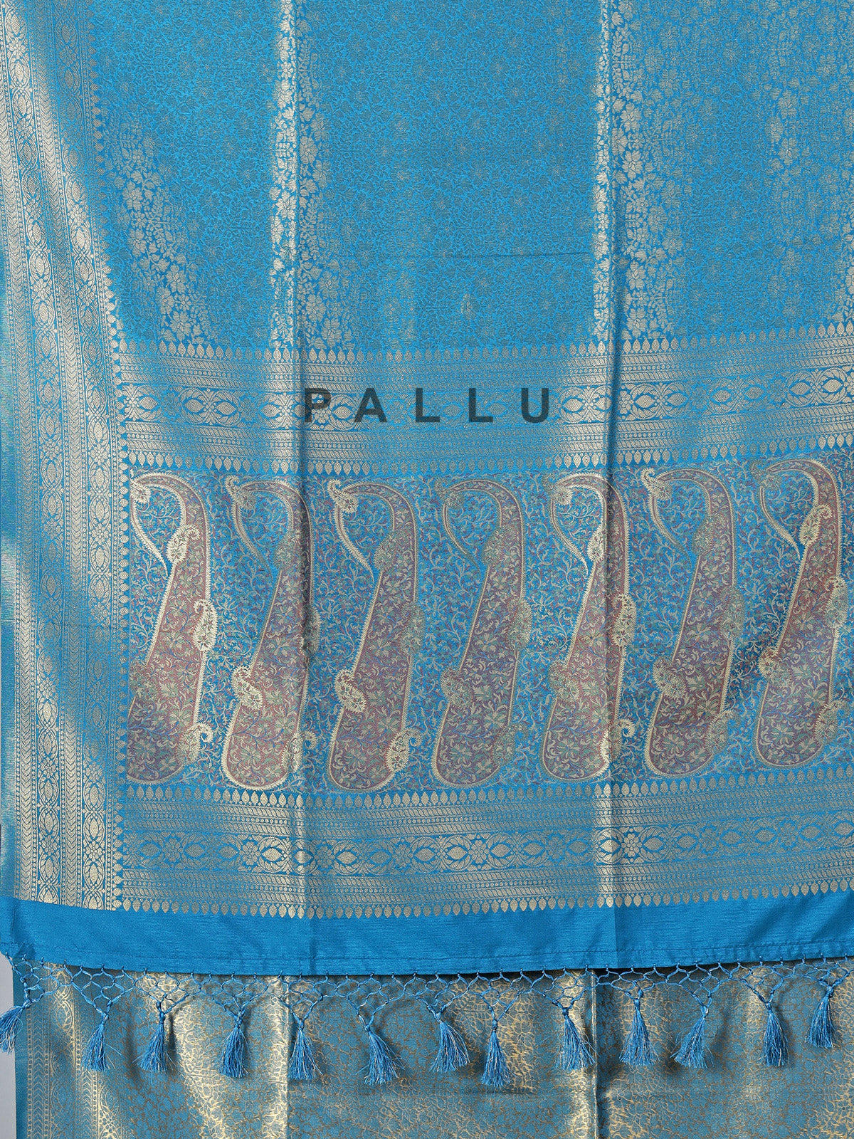 Blue semi silk zari work classic saree