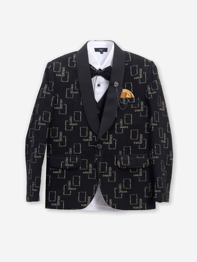 Black party wear coat suit in terry rayon