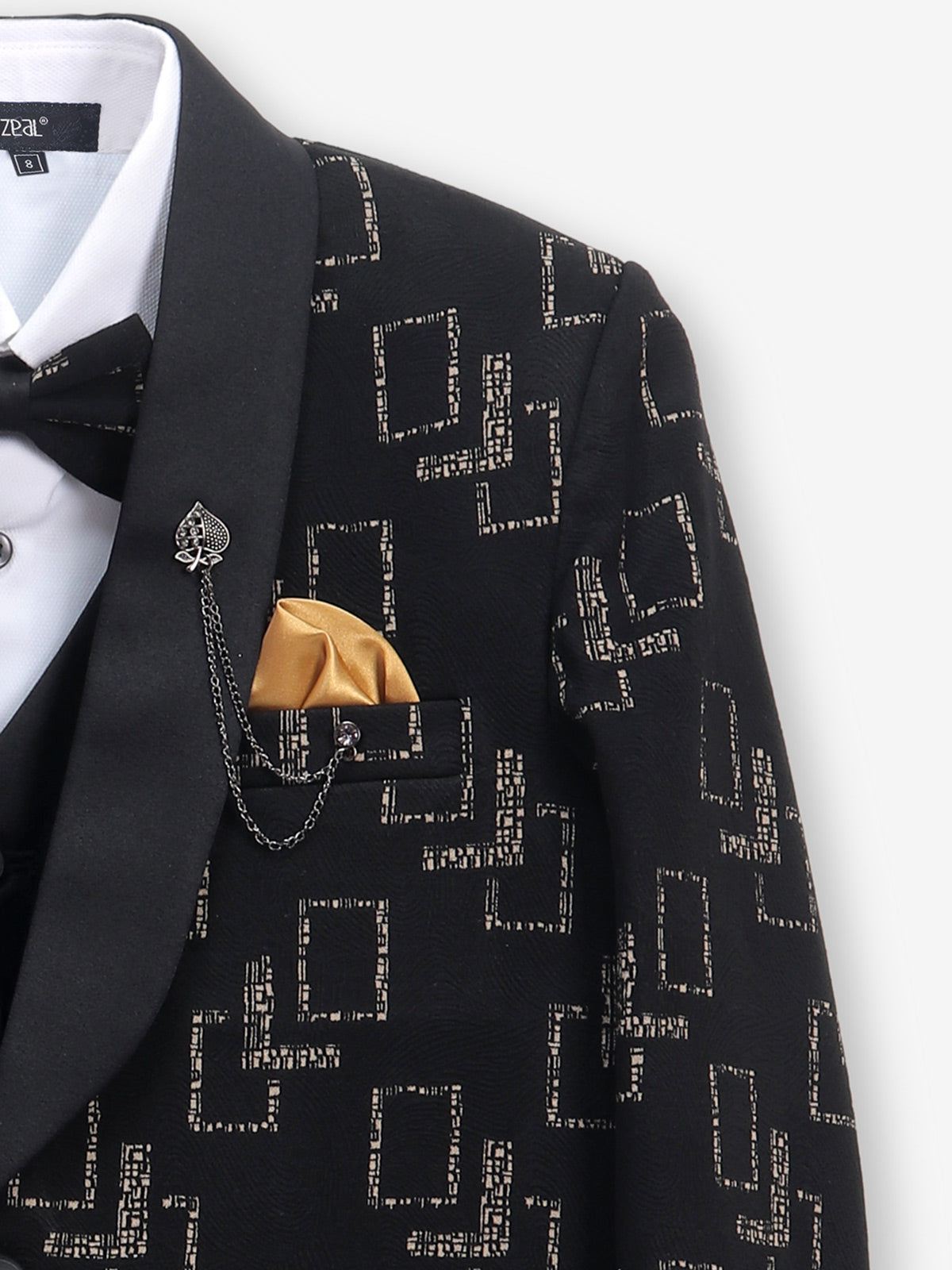 Black party wear coat suit in terry rayon