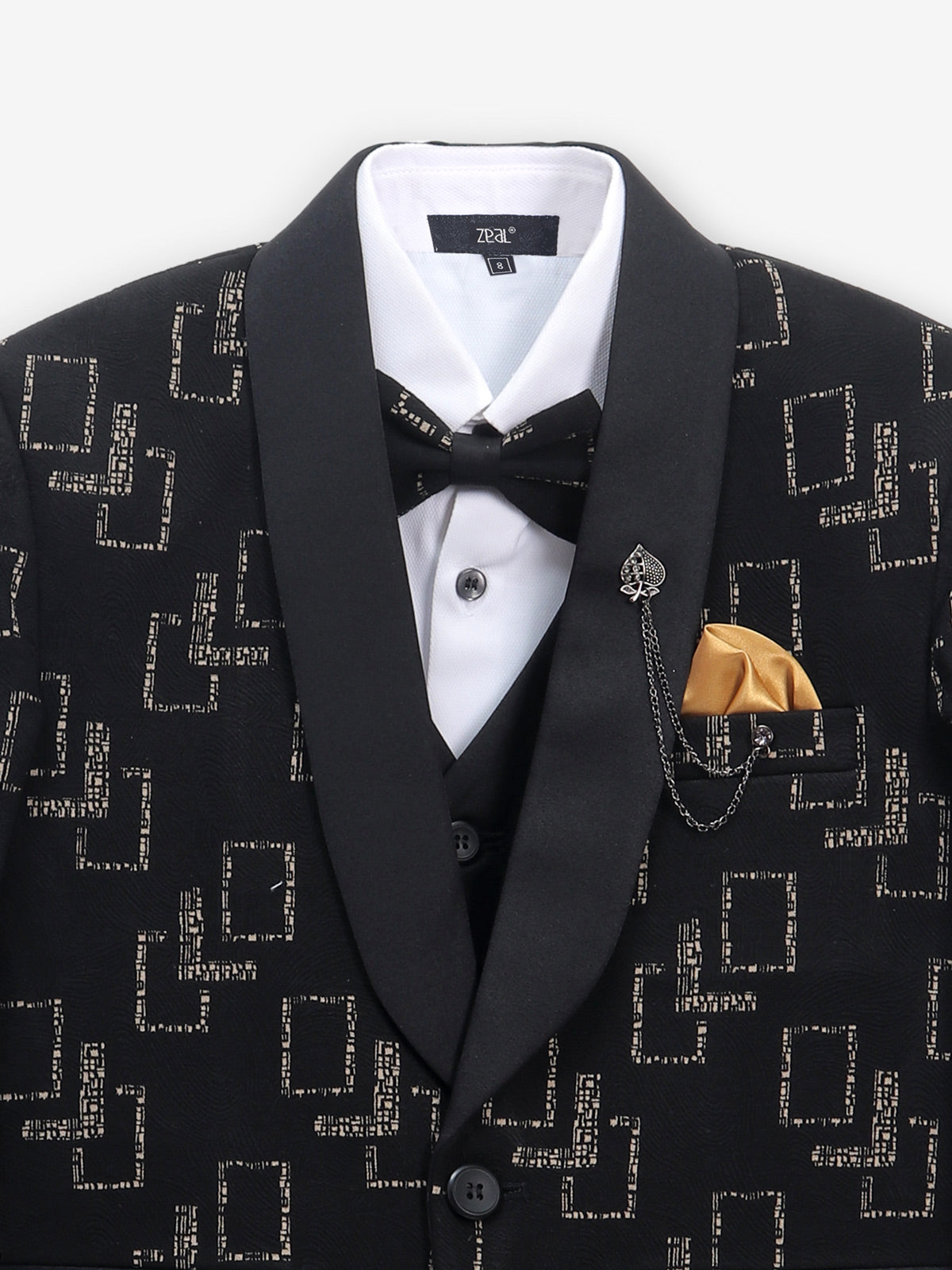 Black party wear coat suit in terry rayon