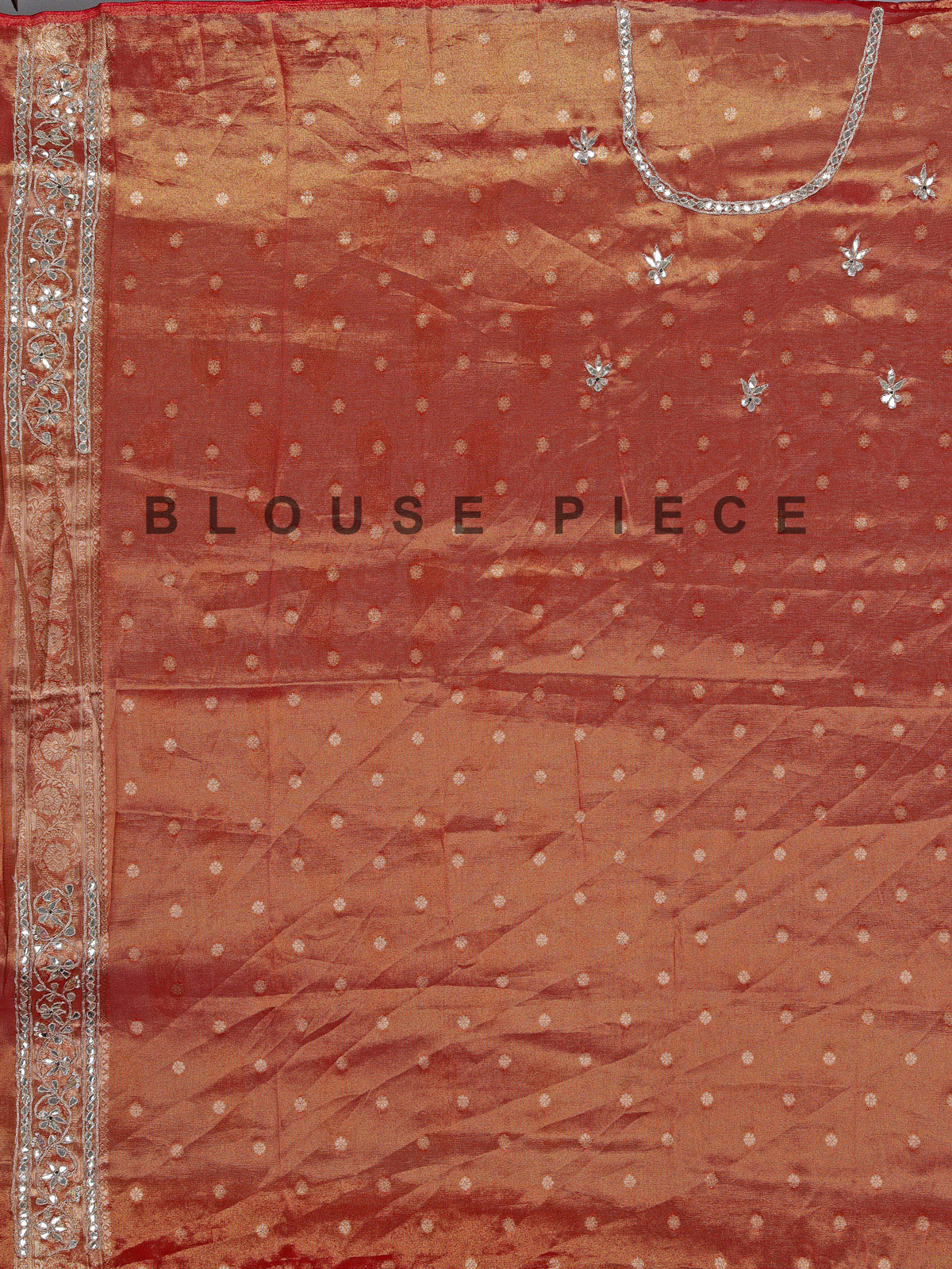 Cream shimmer tissue silk saree with festive border