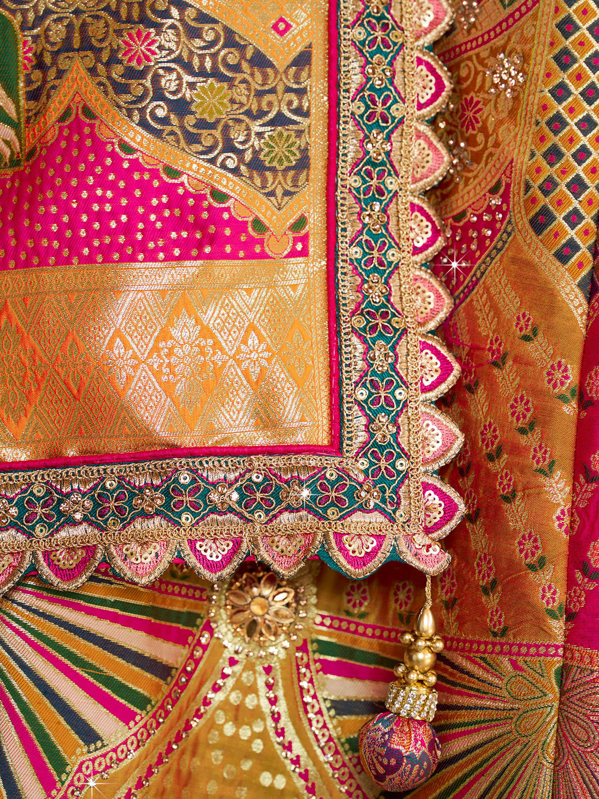Multicolor wedding wear silk lehenga choli in banarasi silk