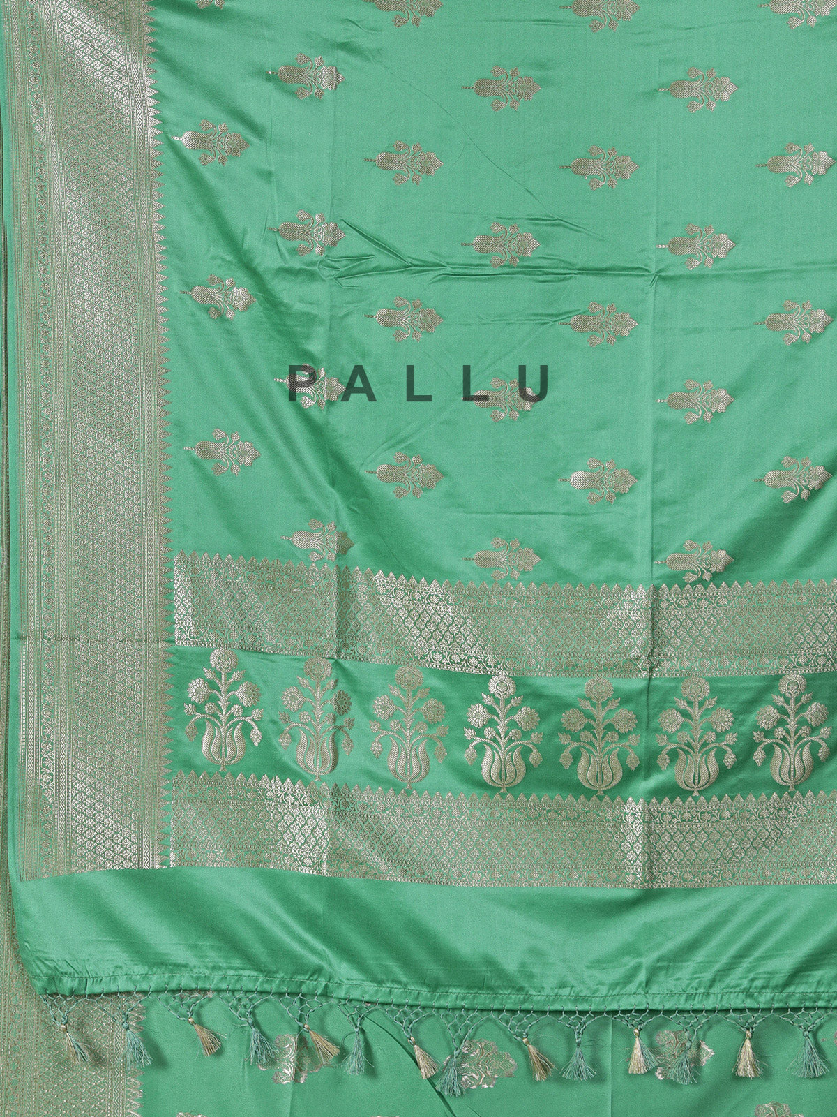 Mint green art silk zari saree with elegant finish