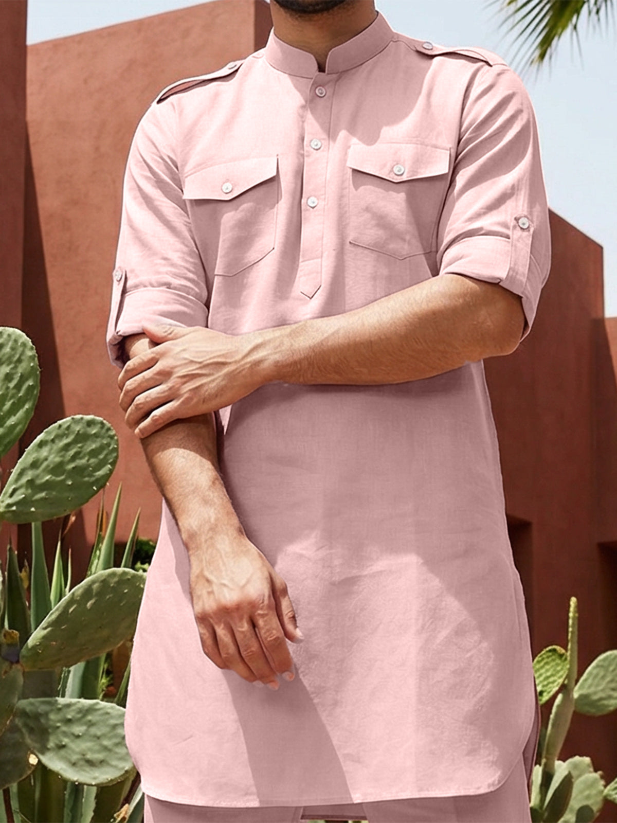 Onion pink elegant mandarin pathani ensemble