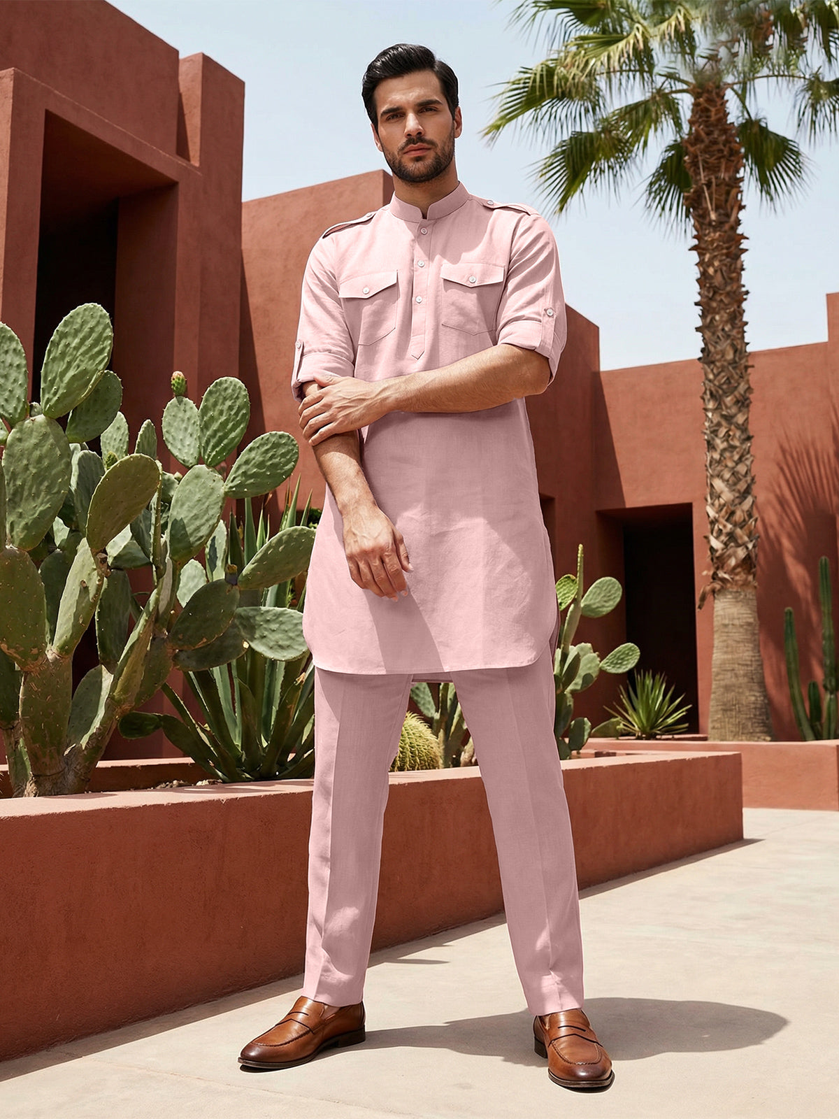 Onion pink elegant mandarin pathani ensemble