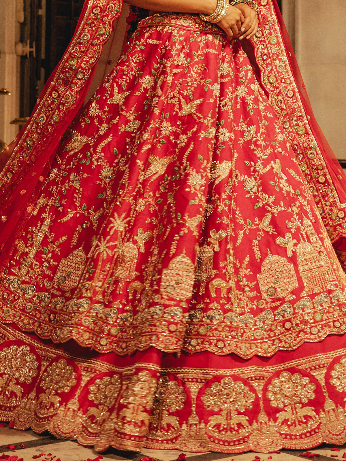 Pink raw silk lehenga choli for brides wear