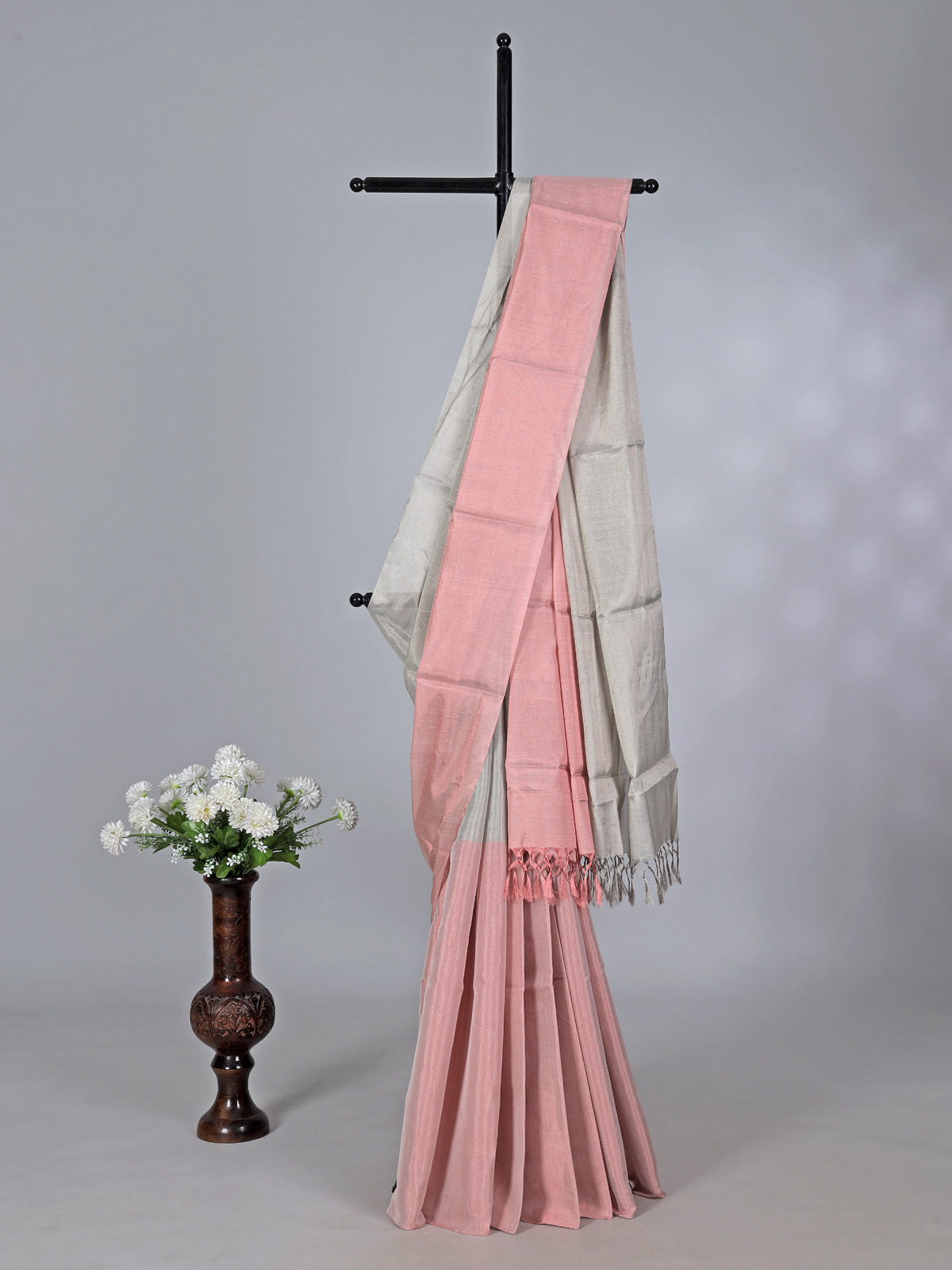 Pink chanderi tissue silk festive wear saree