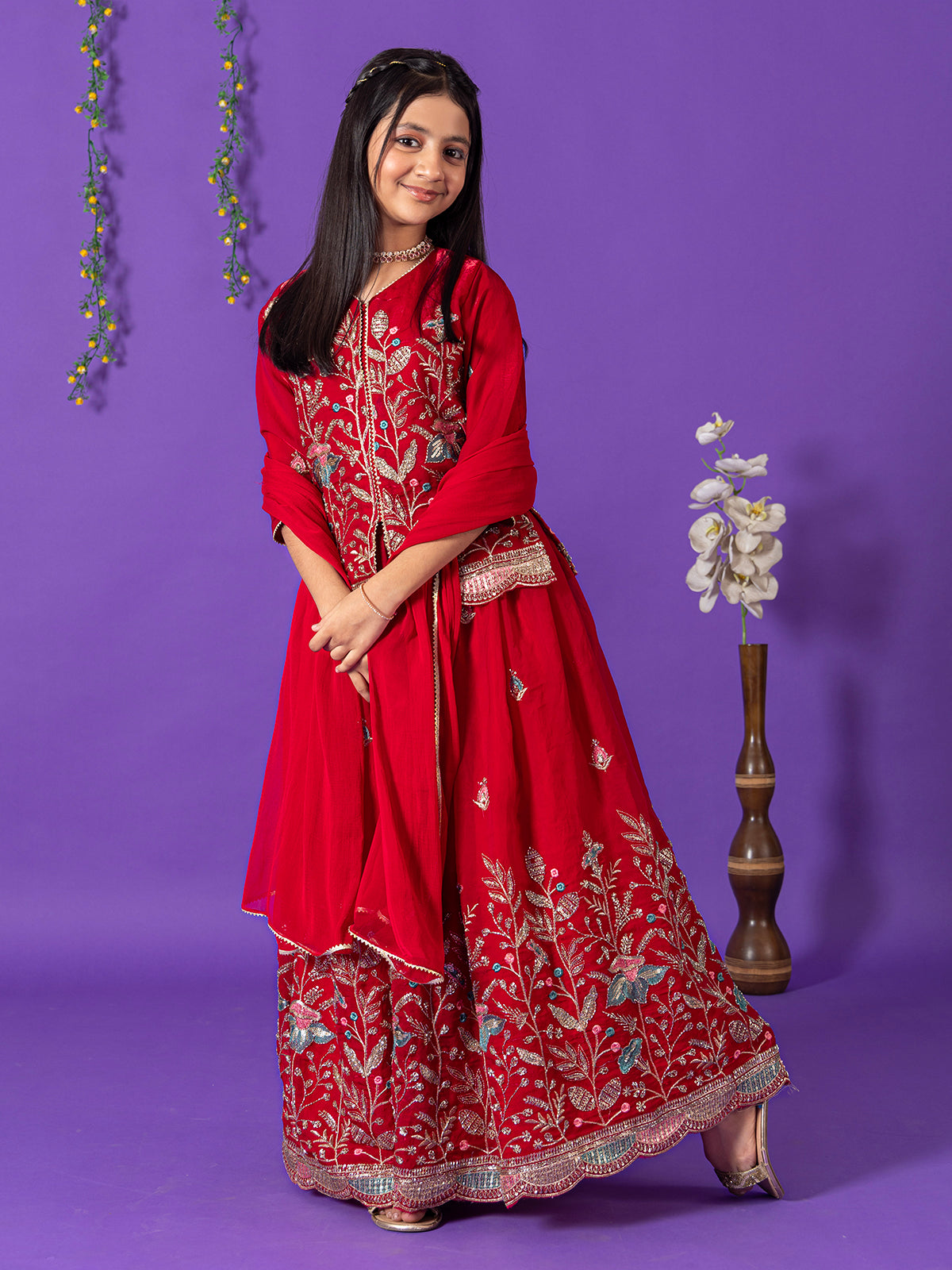 Red silk wedding wear lehenga choli with dupatta