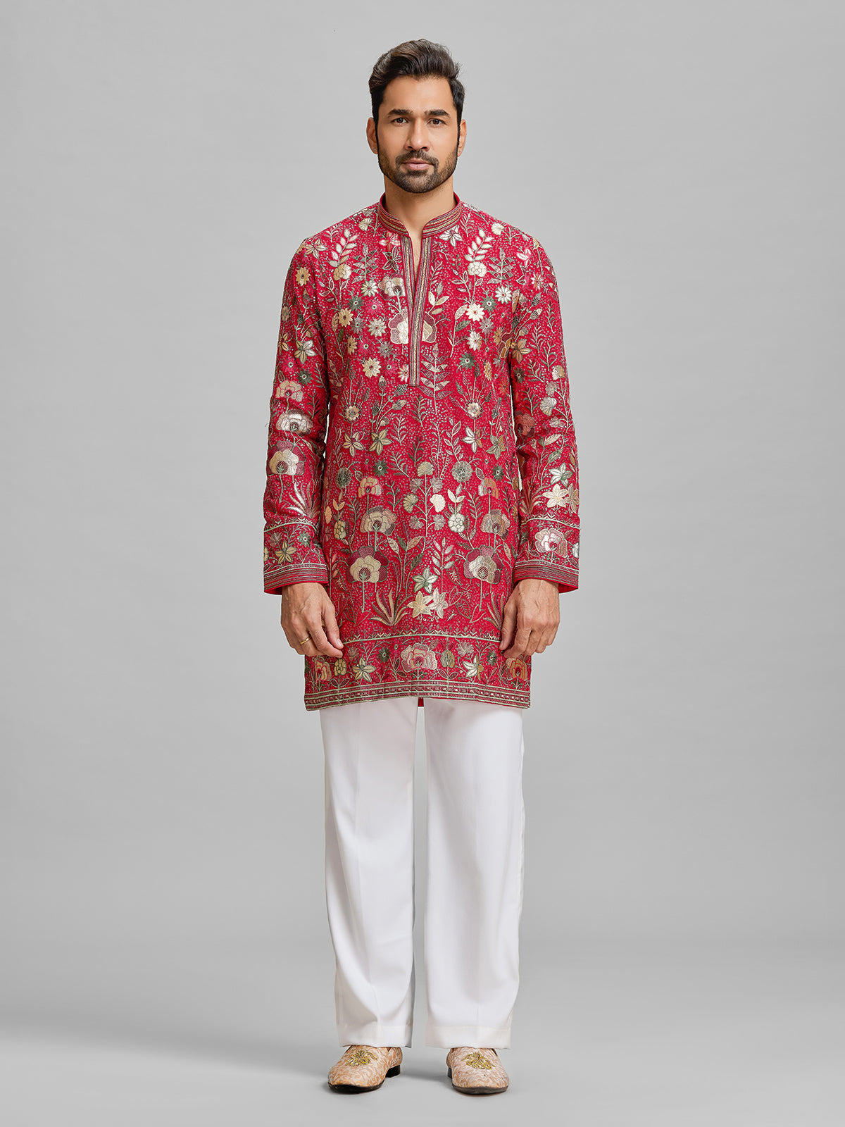 Red georgette royal embroidered kurta suit