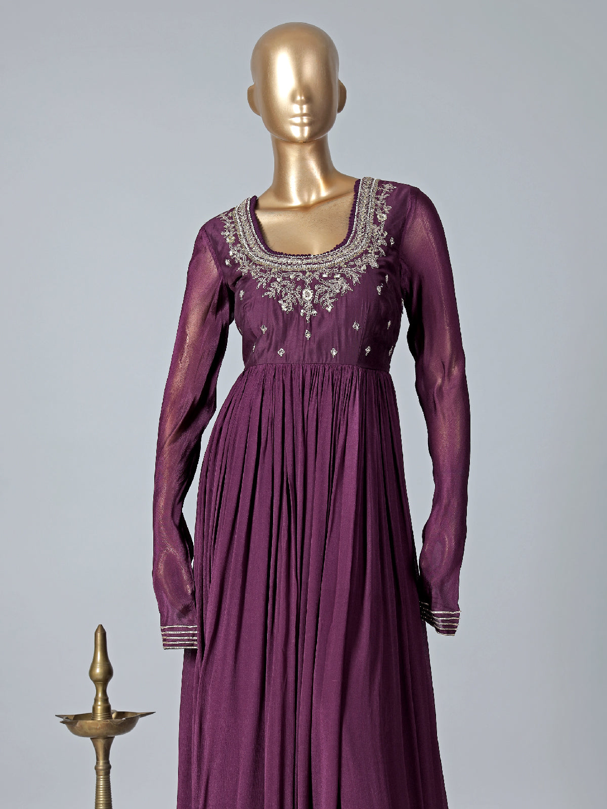 Traditional wine georgette anarkali suit