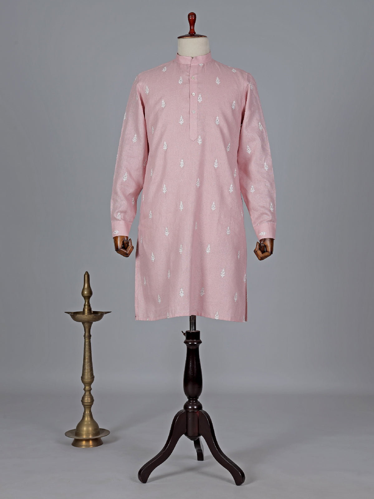 Traditional light pink cotton kurta suit