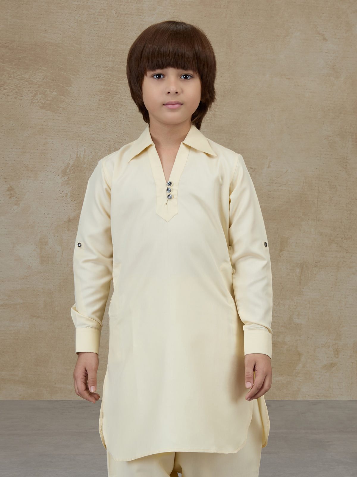 Light beige cotton pathani kurta salwar ensemble