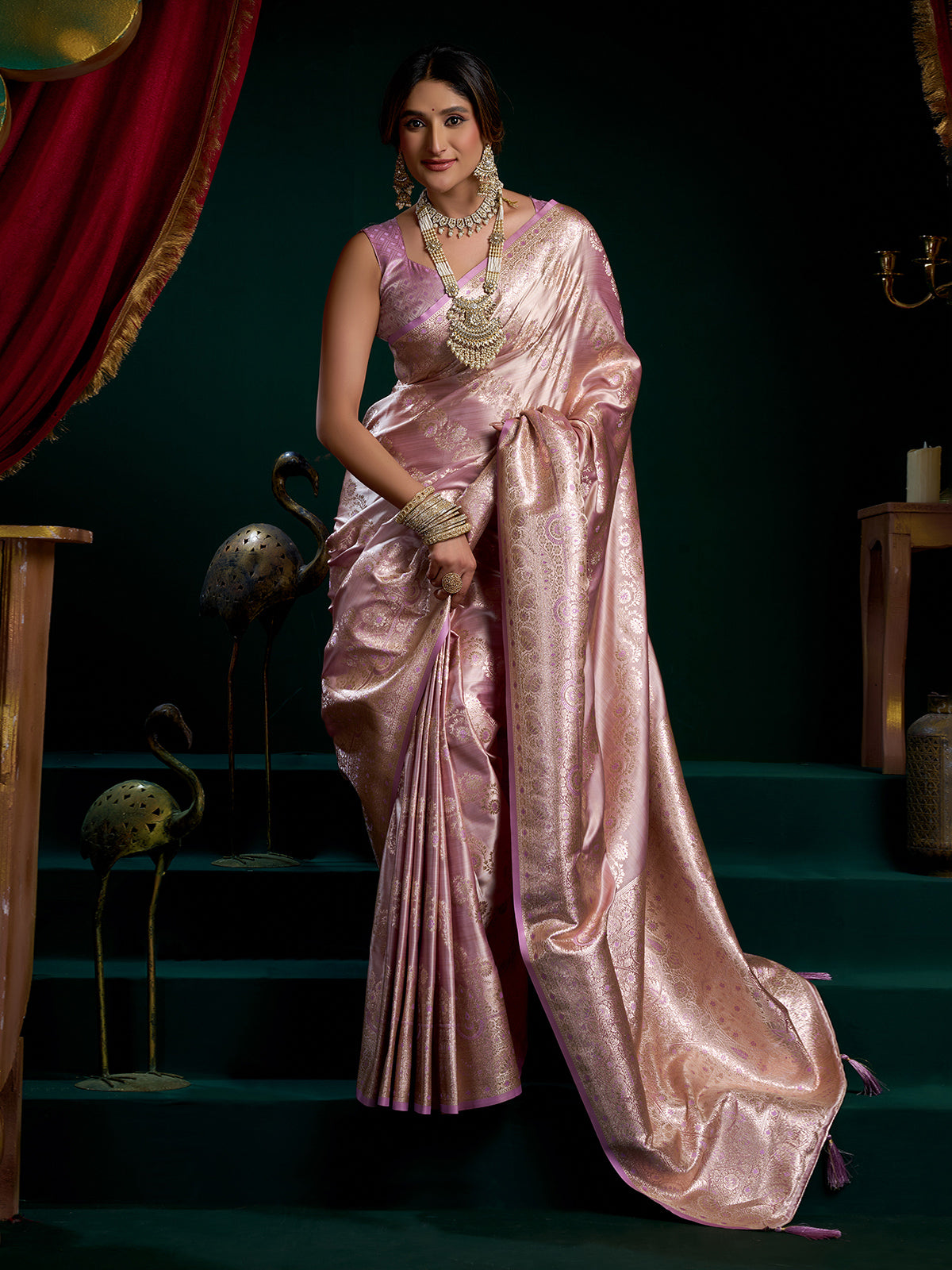 Banarasi silk purple saree with unstitched blouse