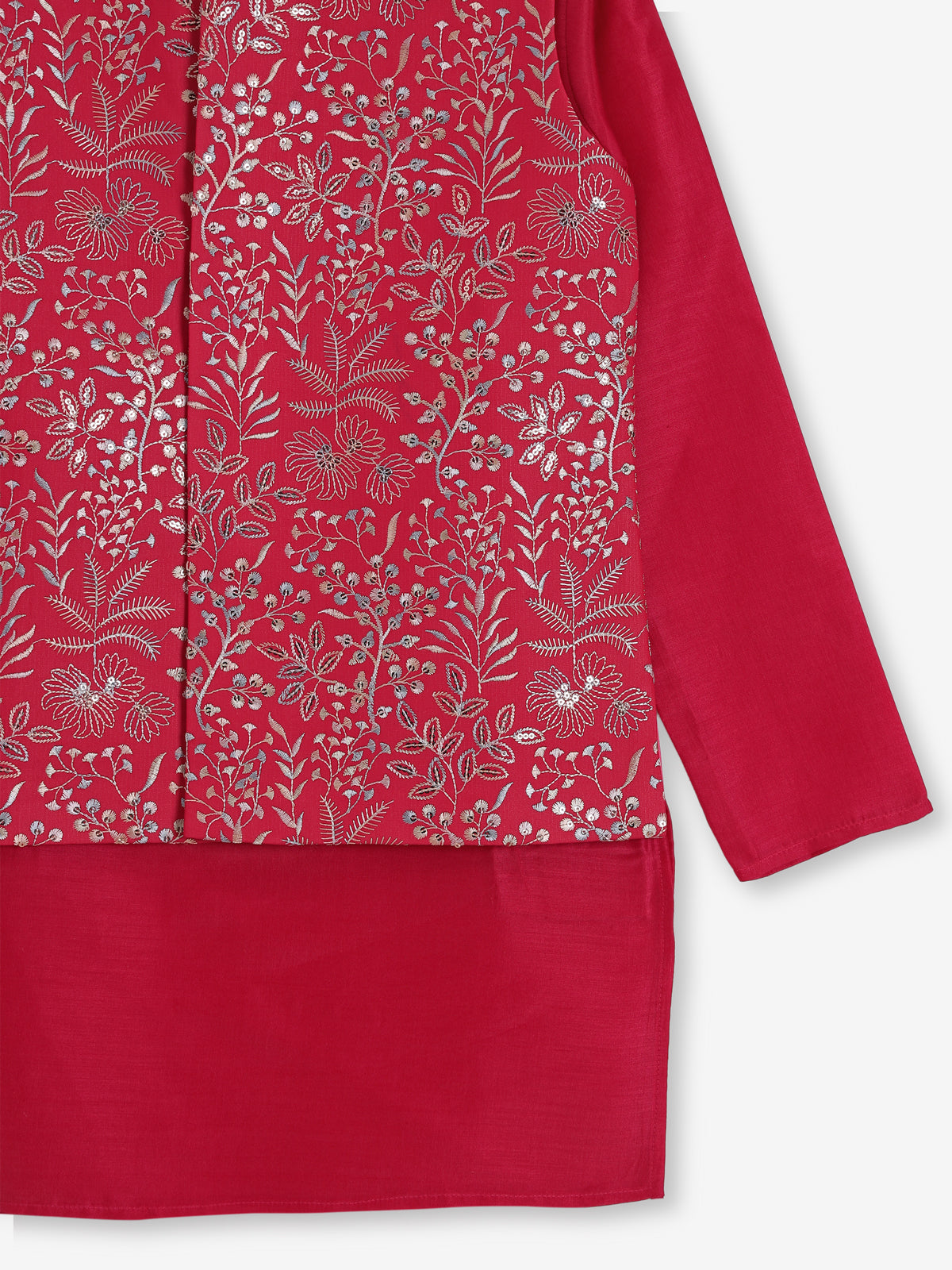 Red reception wear waistcoat set with resham detailing