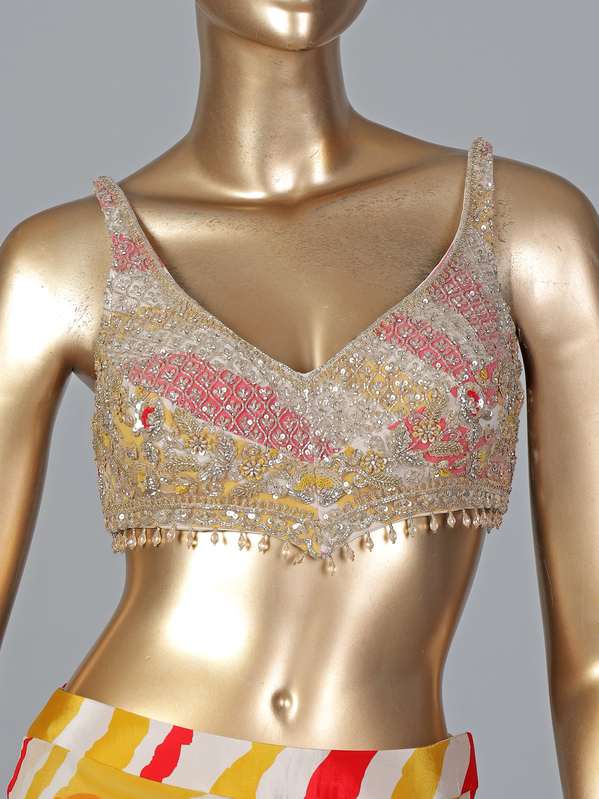 Yellow chiffon silk printed ready to wear saree