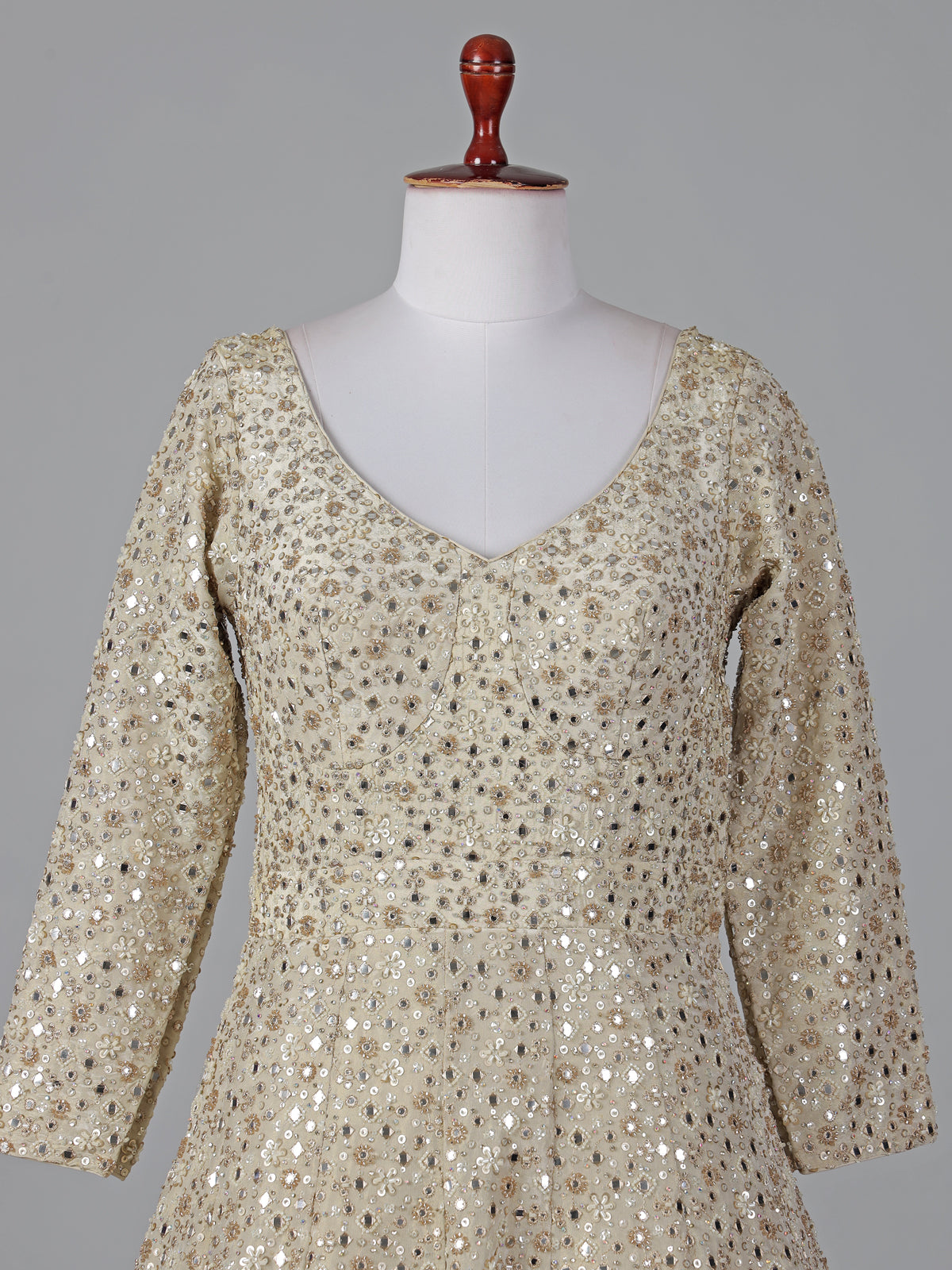 Cream silk anarkali suit with traditional festive charm