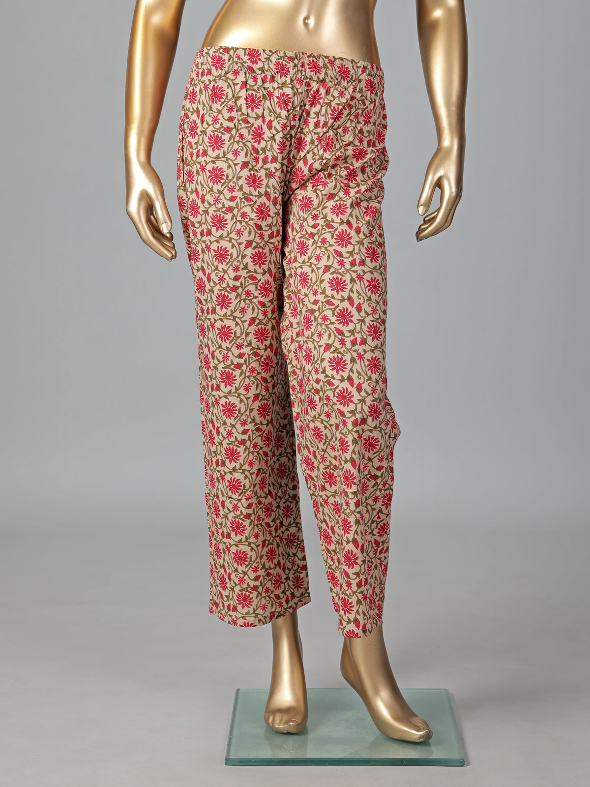 Cream cotton silk printed kurti set subtle charm