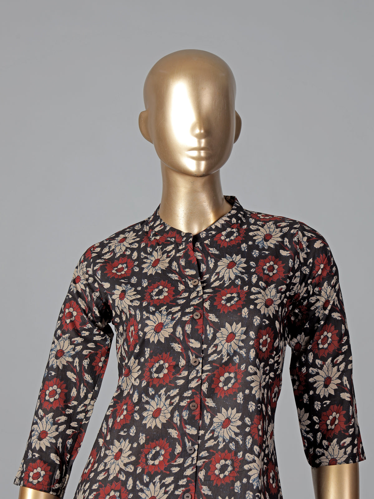 Black cotton silk floral printed kurti set style
