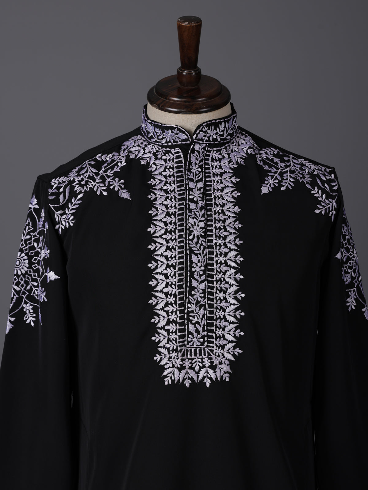 Black silk embroidered festive kurta suit