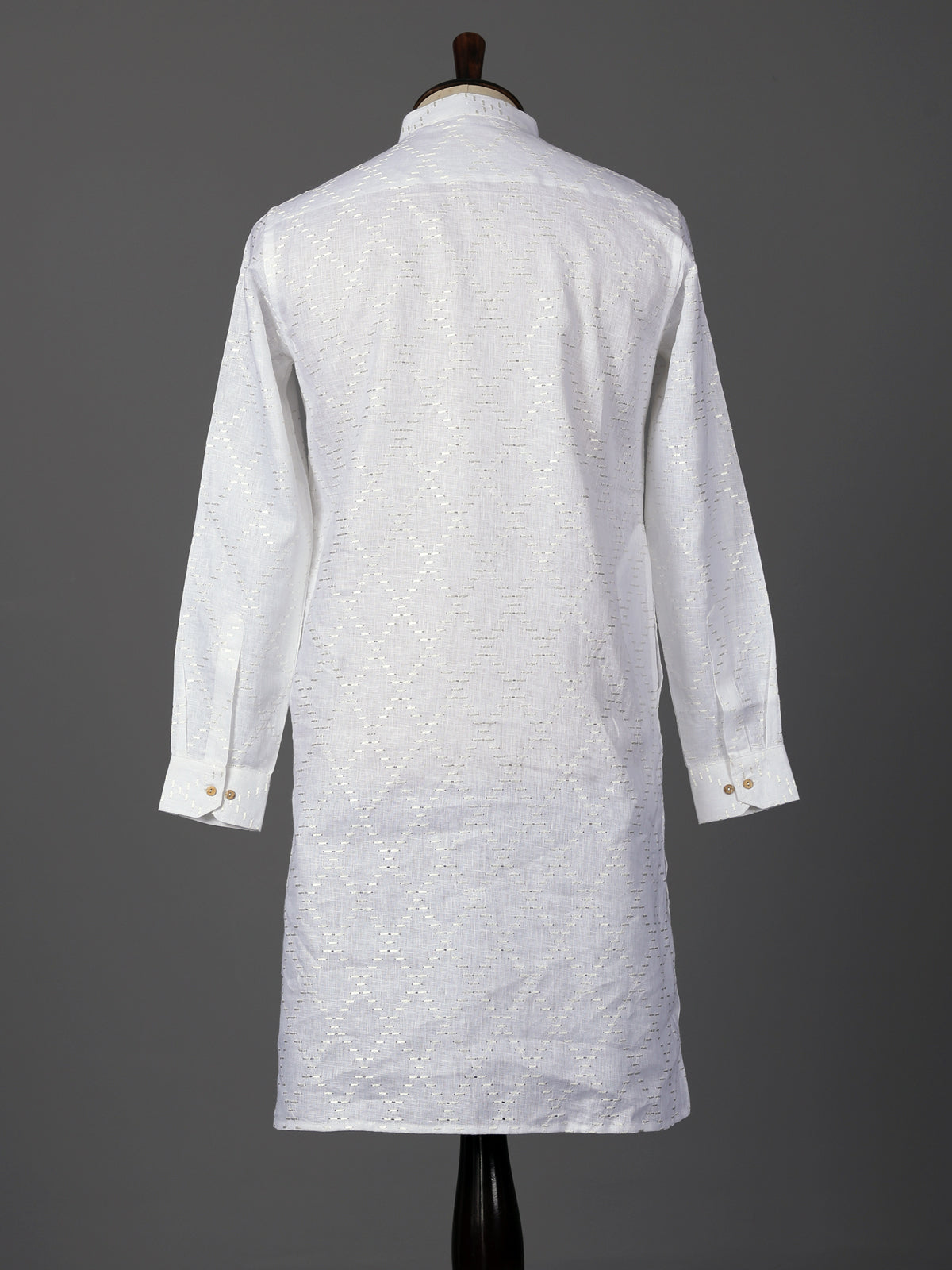 White cotton linen thread work classic festive kurta