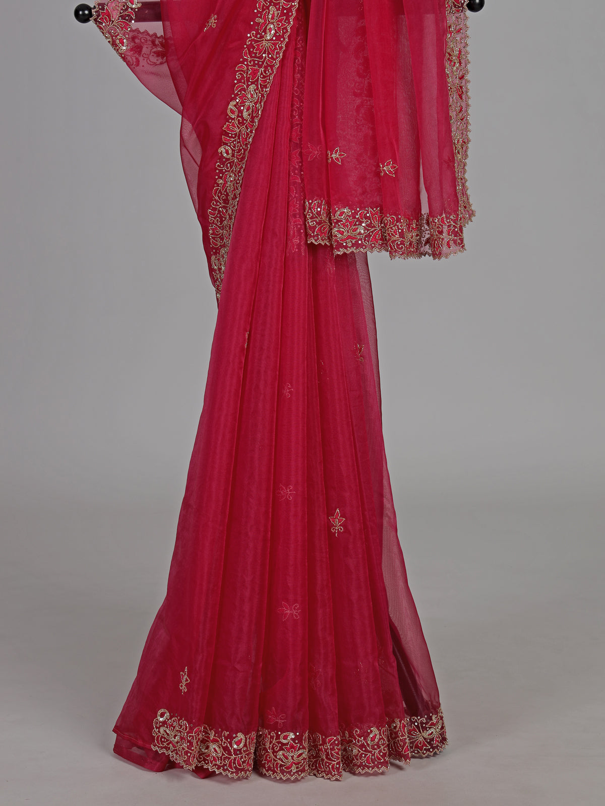 Magenta tissue georgette sequins work saree