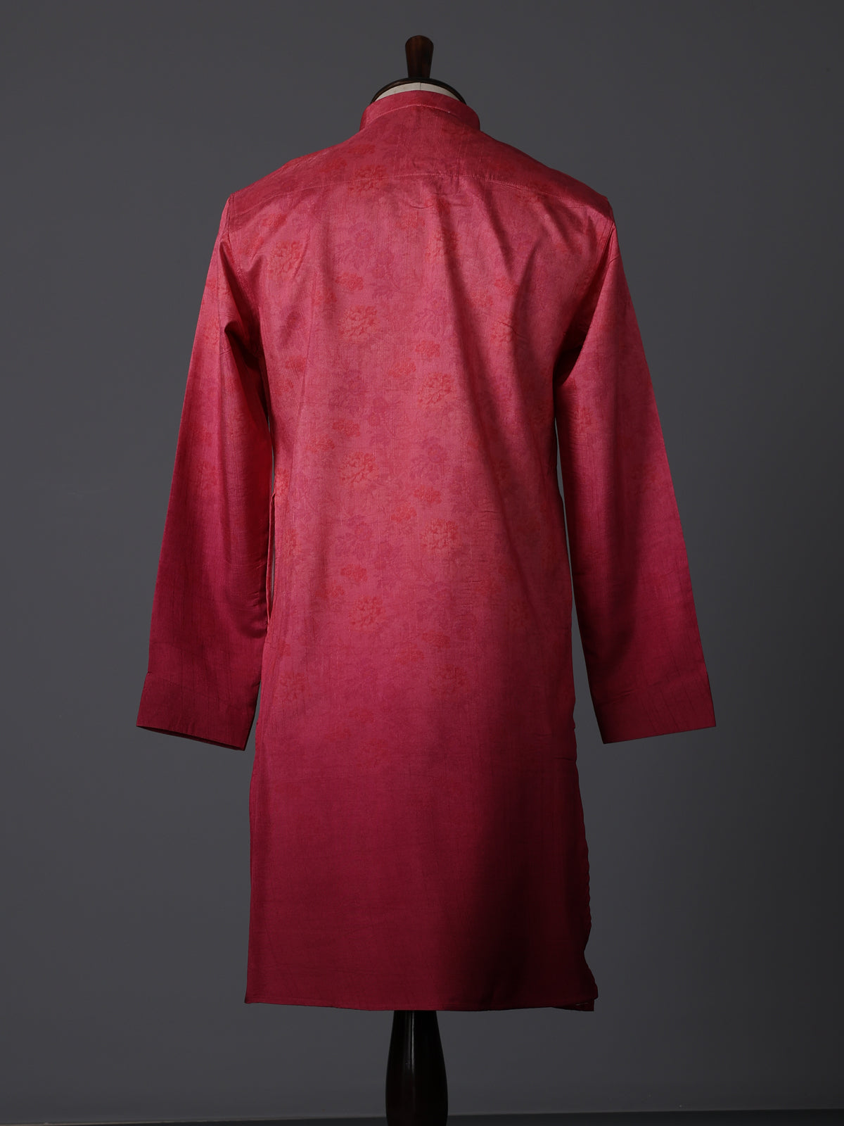 Rani pink silk shaded floral printed festive kurta