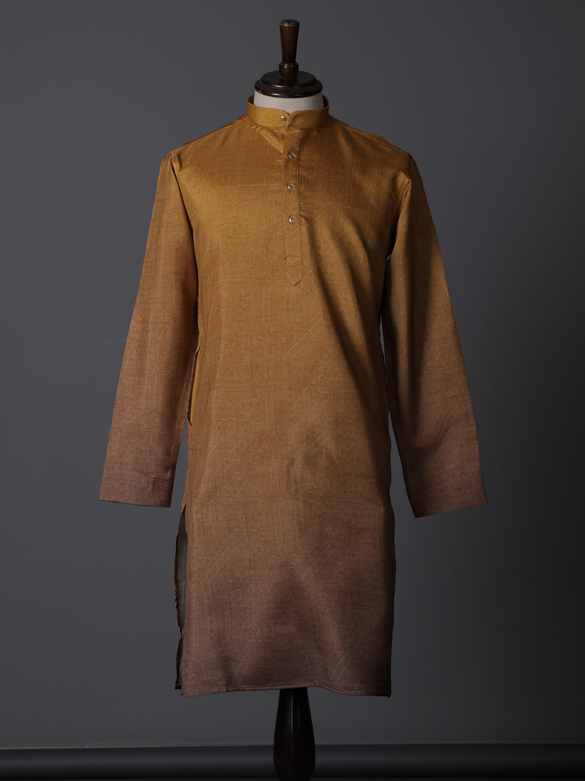Pastel yellow silk shaded floral printed festive kurta