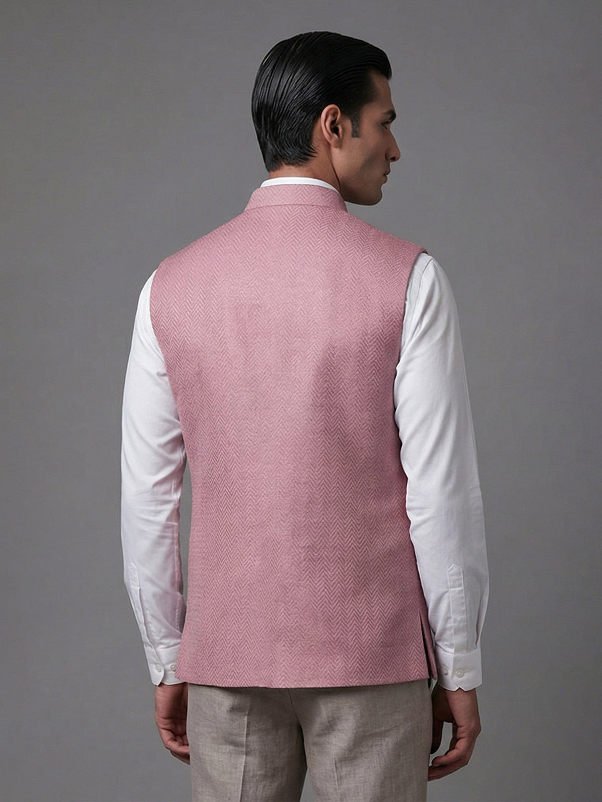Onion pink cotton textured festive embellished waistcoat