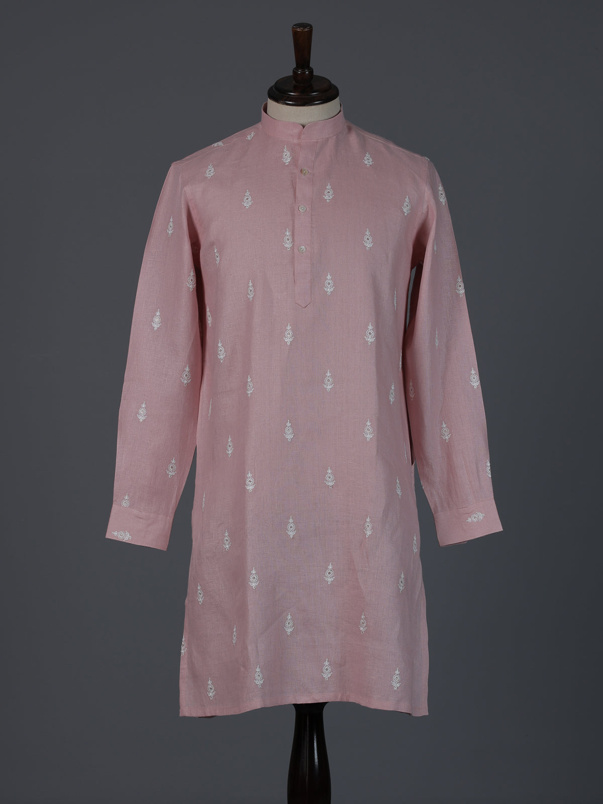 Onion pink cotton thread weaving festive kurta