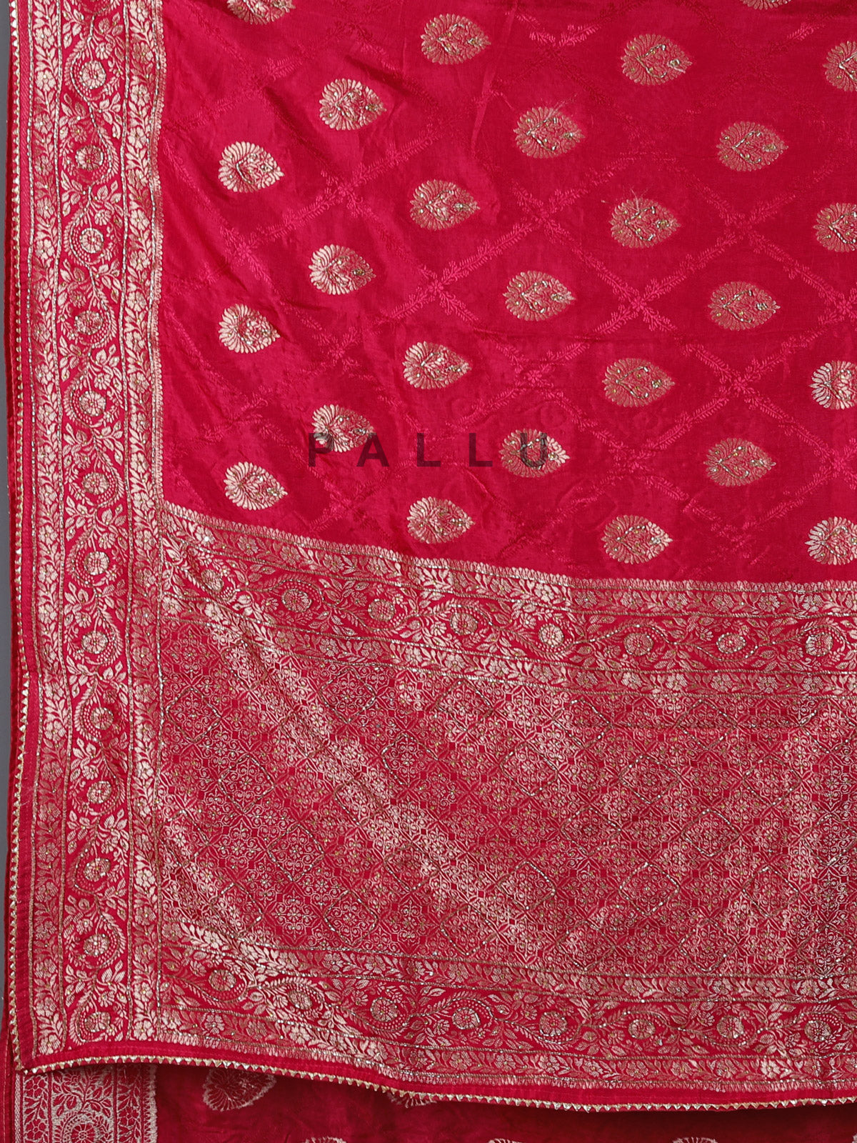 Rani pink dola silk embellished wedding saree for women