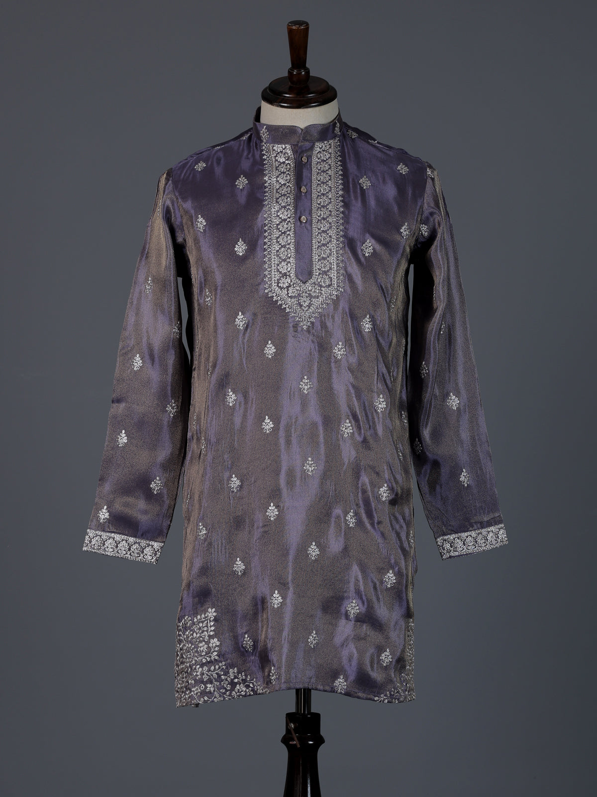 Pastel purple silk resham sequins festive kurta suit