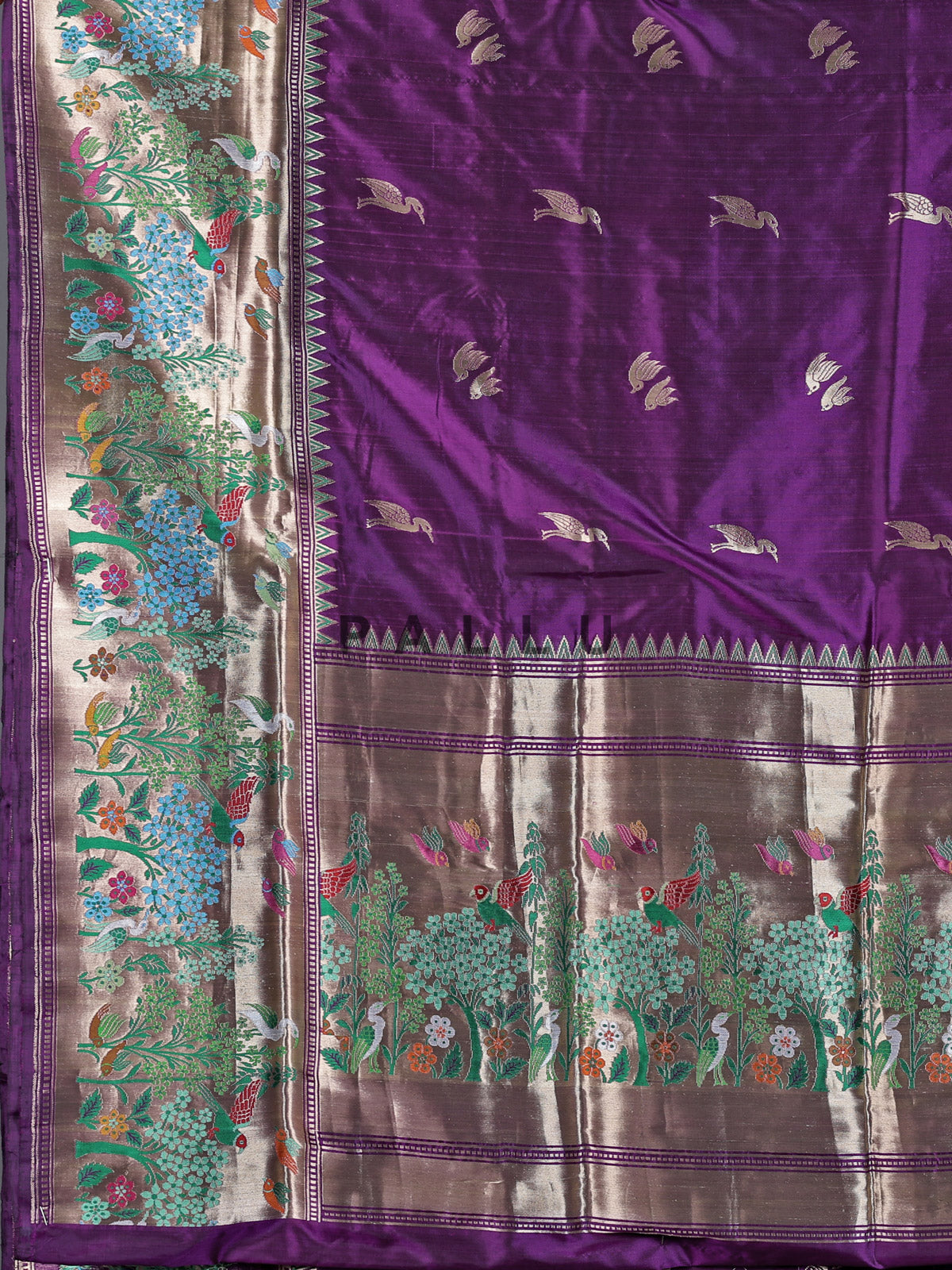 Deep purple pure banarasi silk zari pallu festive saree