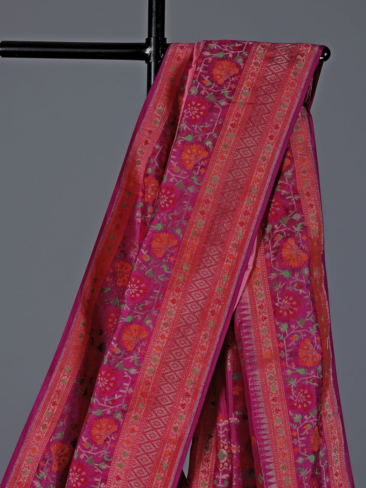 Rani pink pure banarasi silk dual tone festive saree