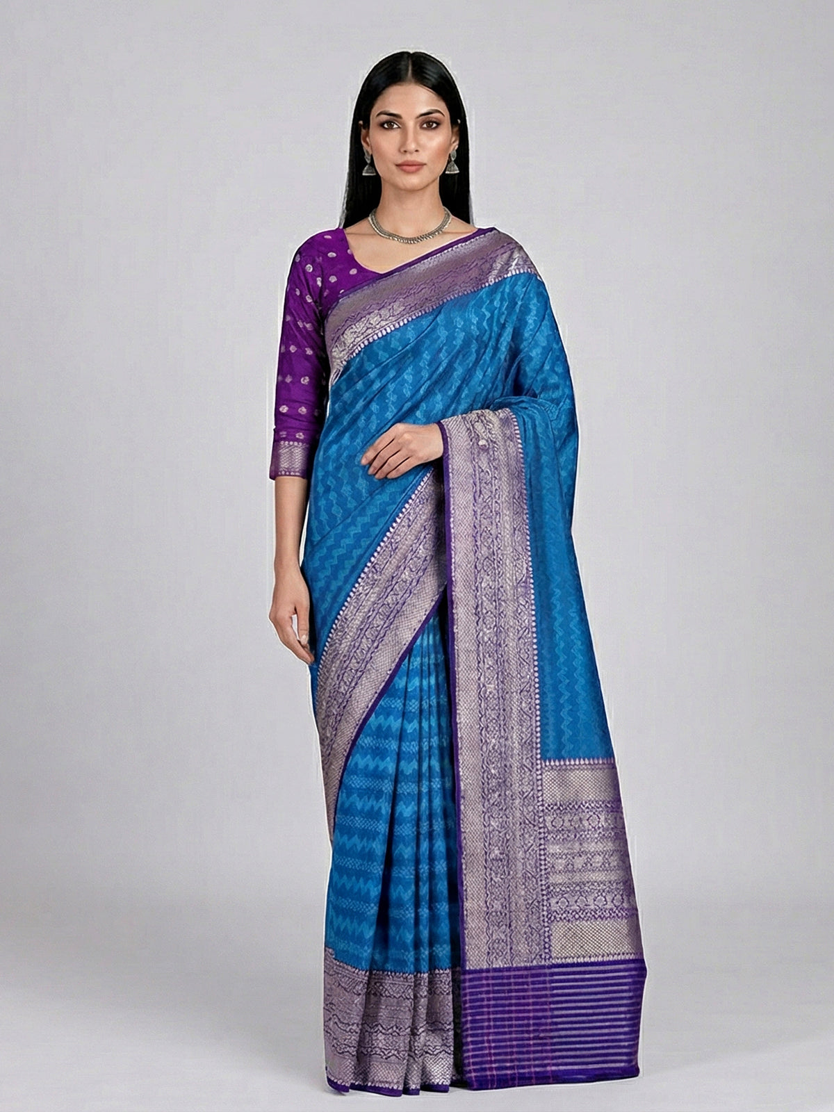 Dual tone green pure banarasi silk festive saree