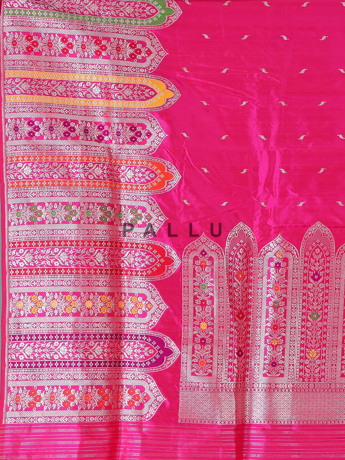 Fuchsia pink pure banarasi silk wedding saree