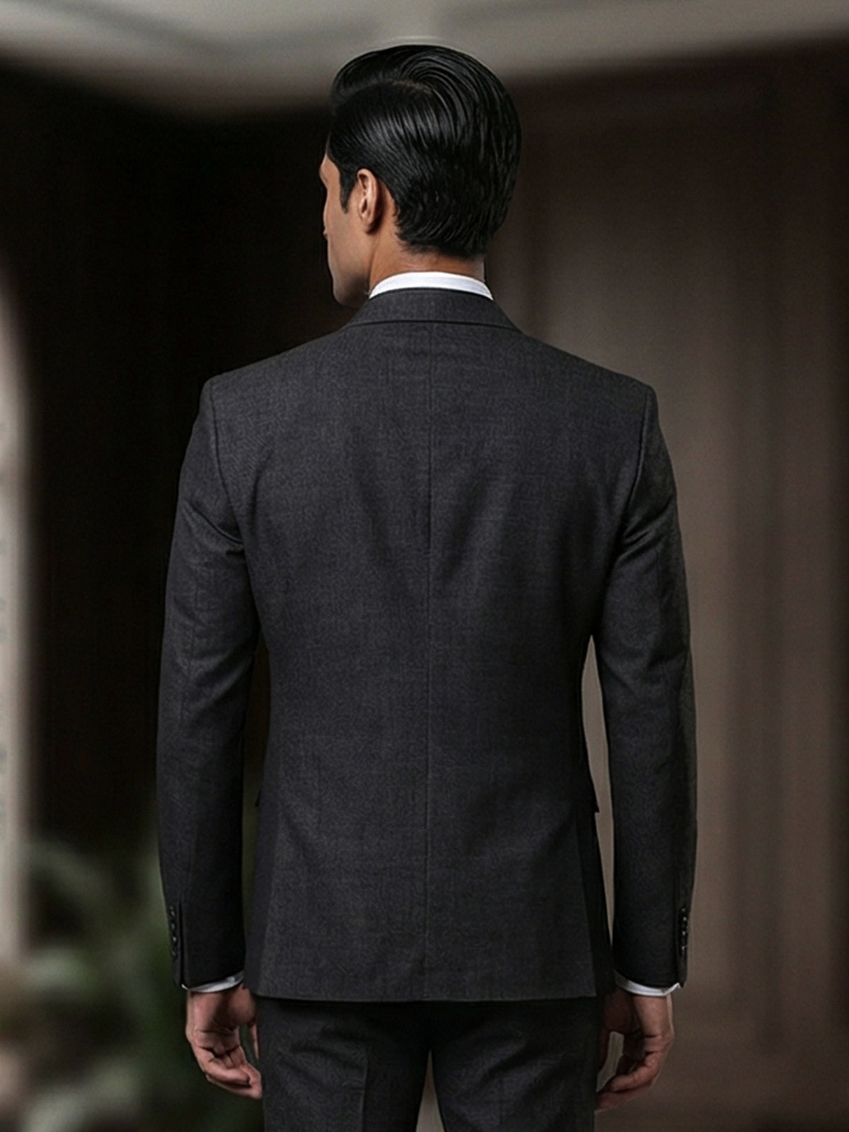 Elegant charcoal grey terry rayon formal blazer