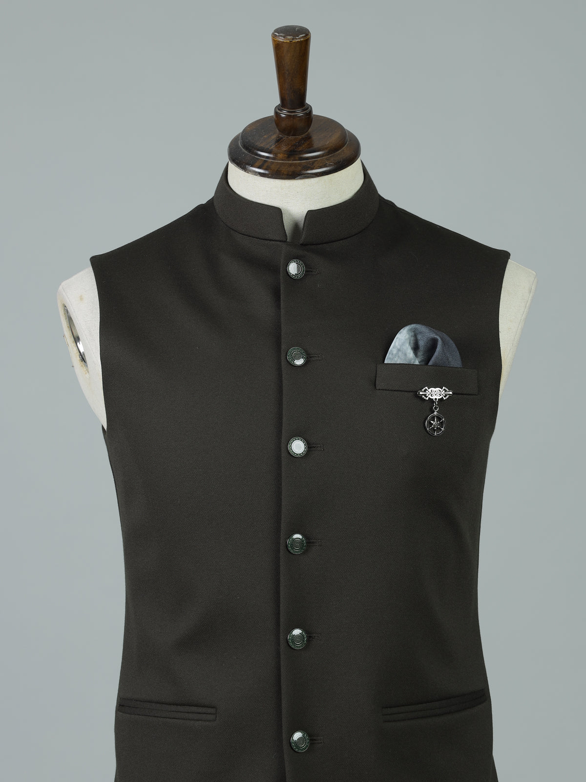 Dark green regal polyester viscose waistcoat