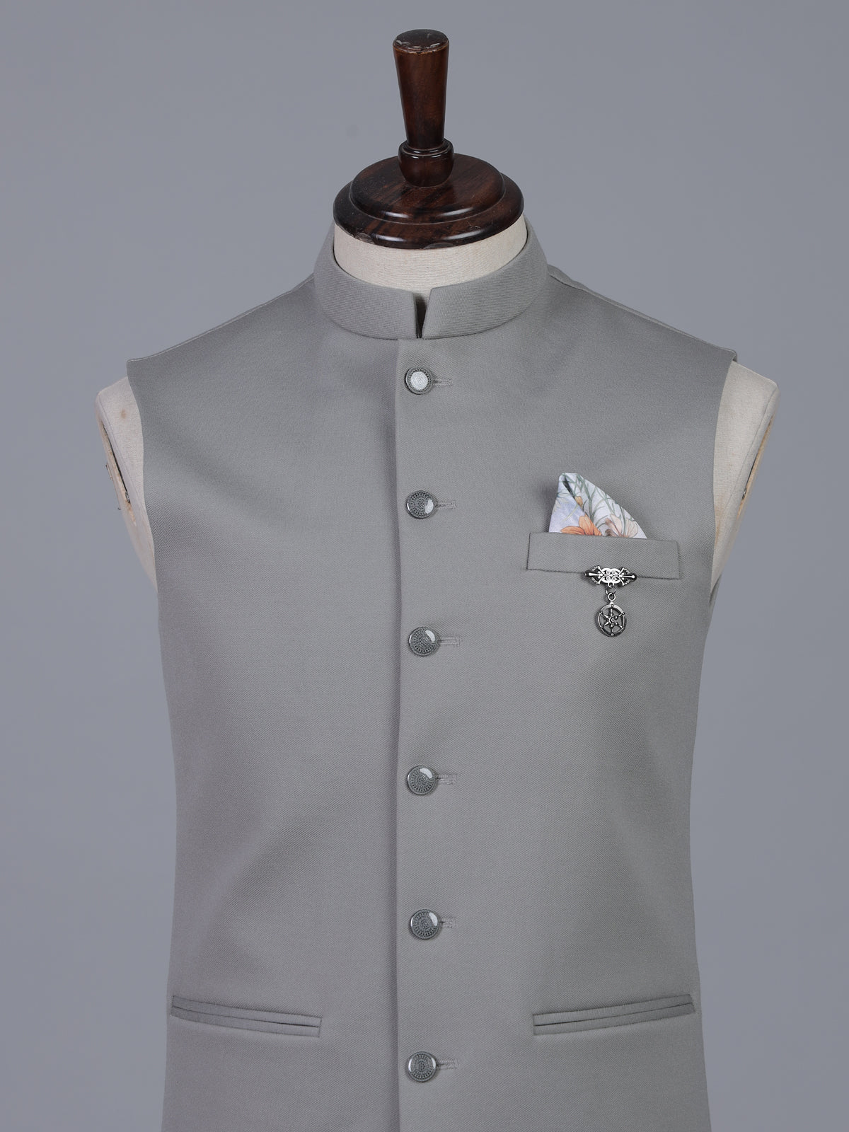 Light grey contemporary polyester viscose waistcoat