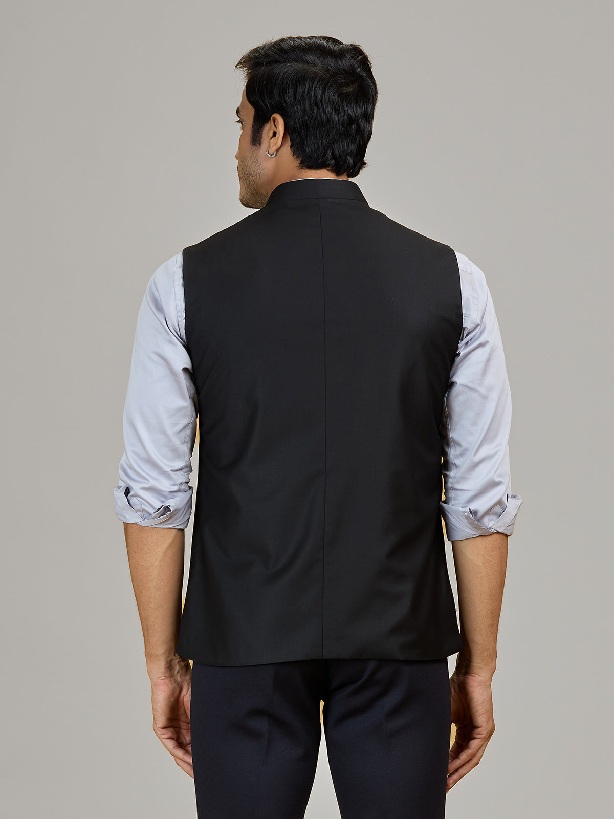 Black party wear waistcoat in terry rayon