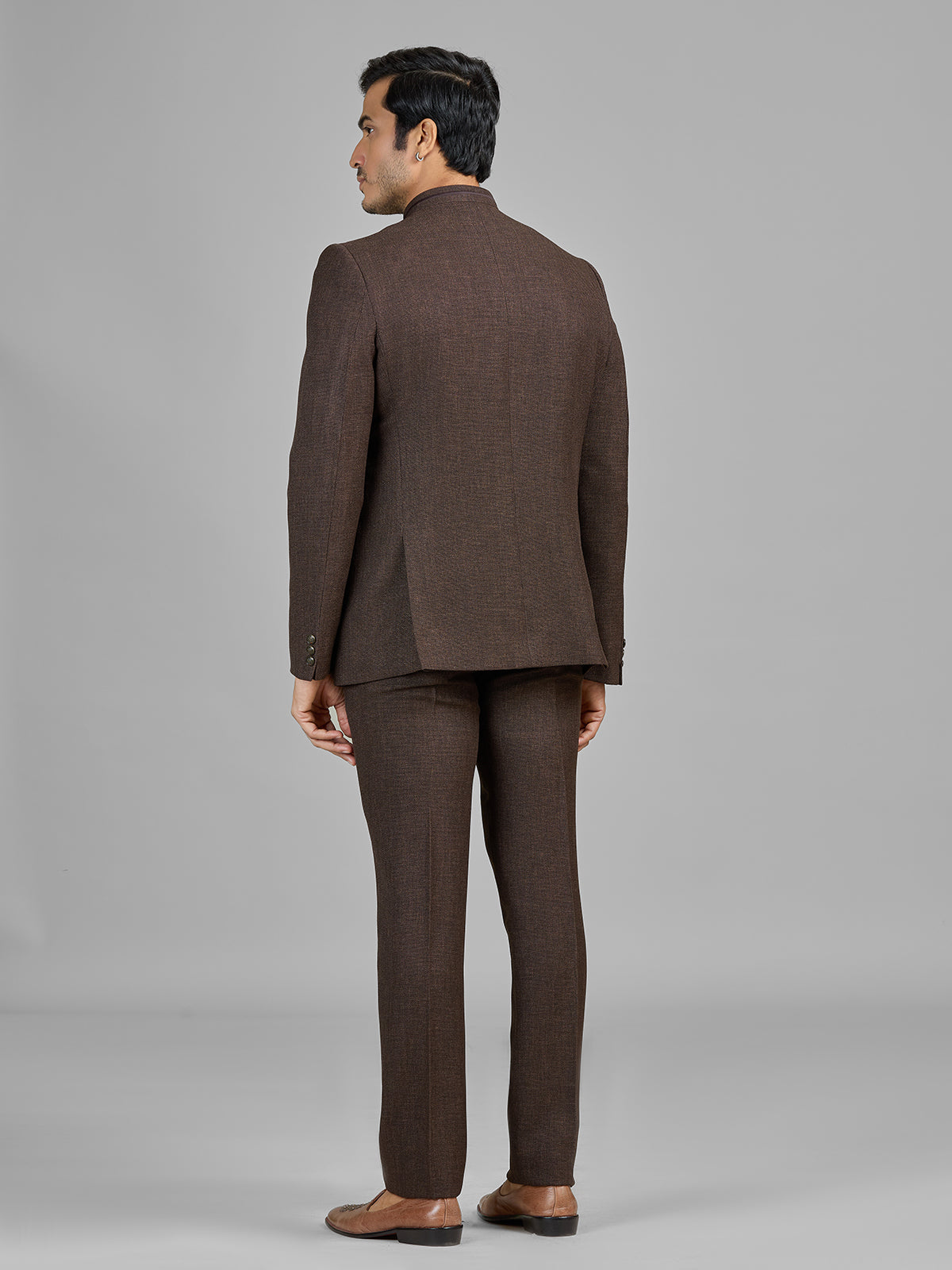Brown jute jodhpuri suit for formal occasions
