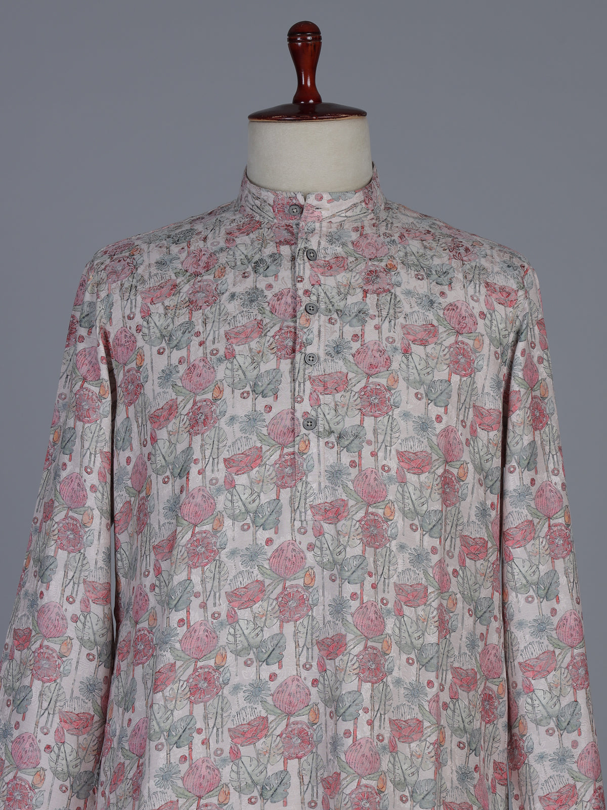 Off white floral silk festive kurta suit for men
