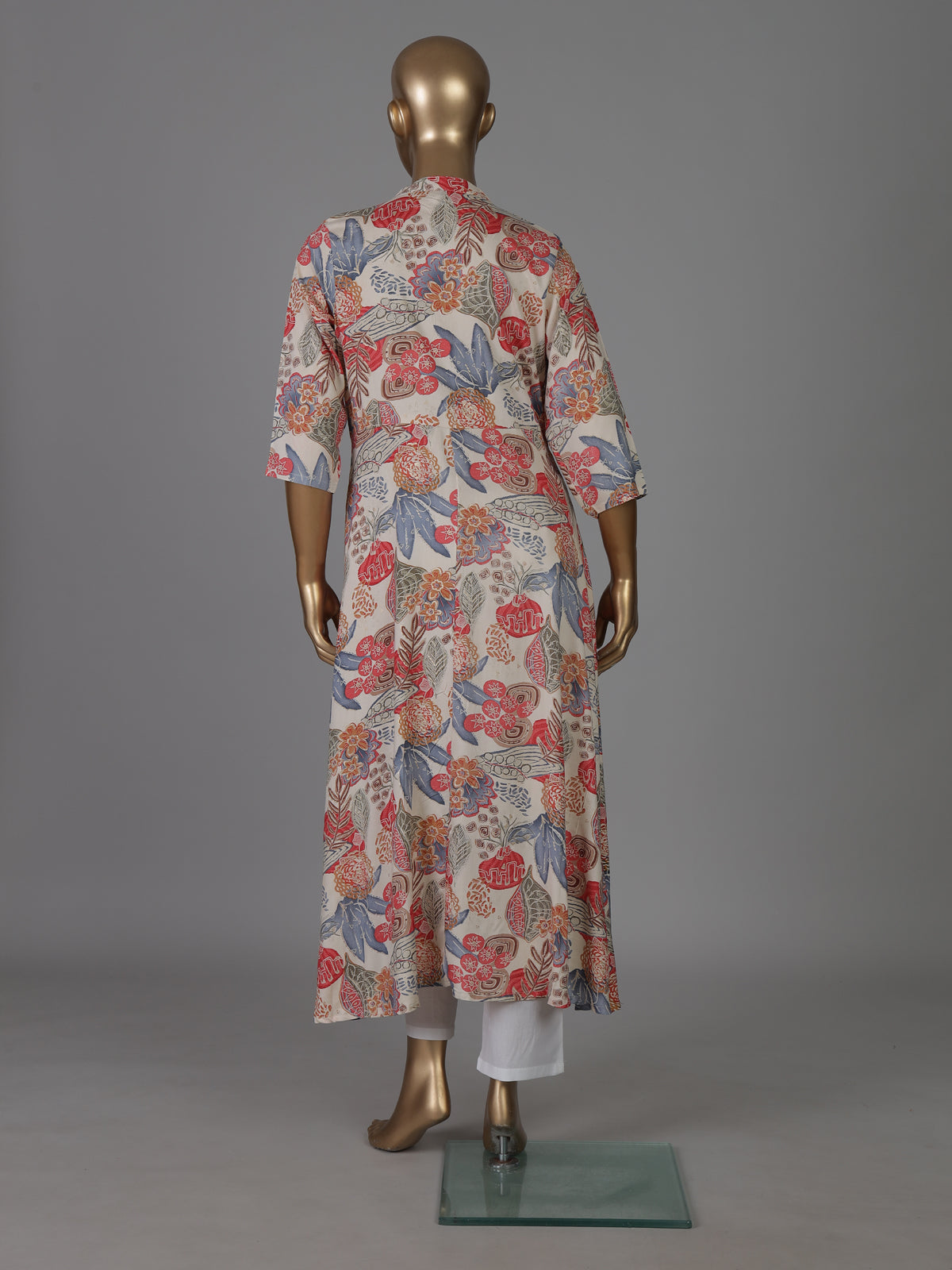 Off white silk floral printed casual kurti style
