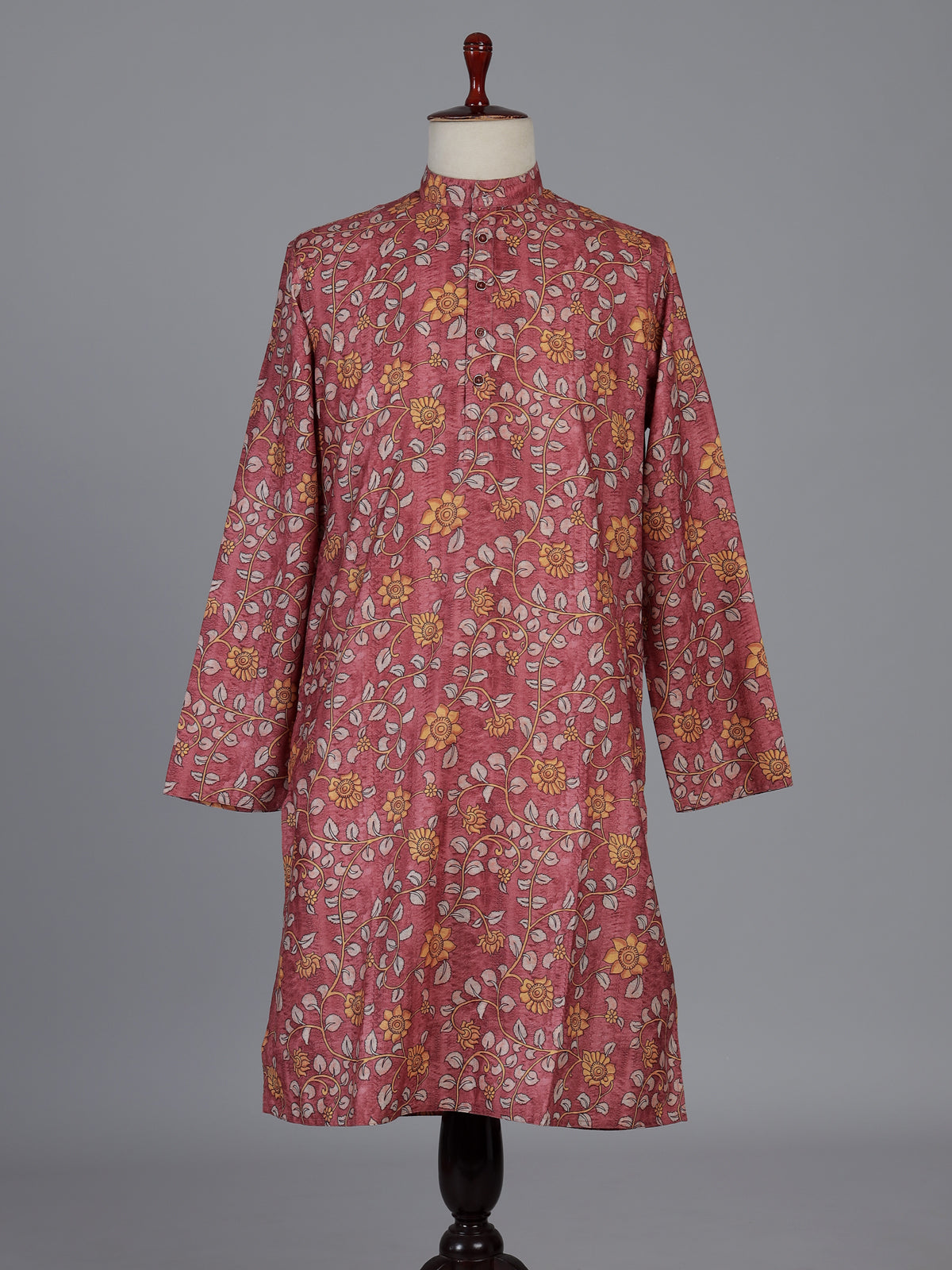Maroon floral printed silk kurta suiit