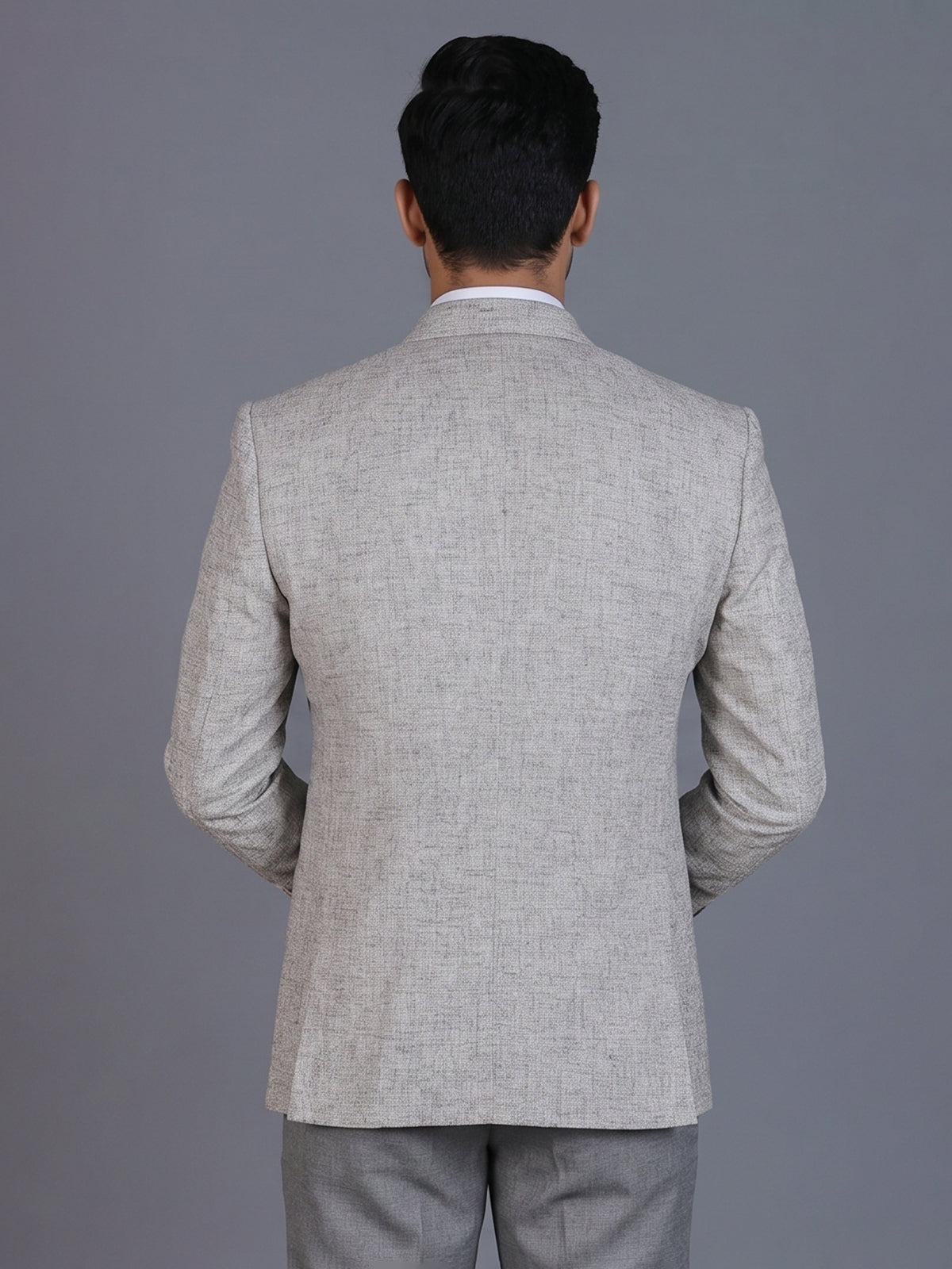 Beige linen silk blazer for formal occasions